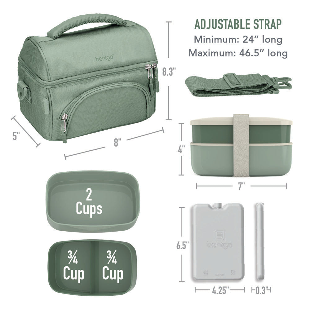 Bentgo® Deluxe 4-Piece Lunch Set | Bento Box Lunch Set - Khaki Green