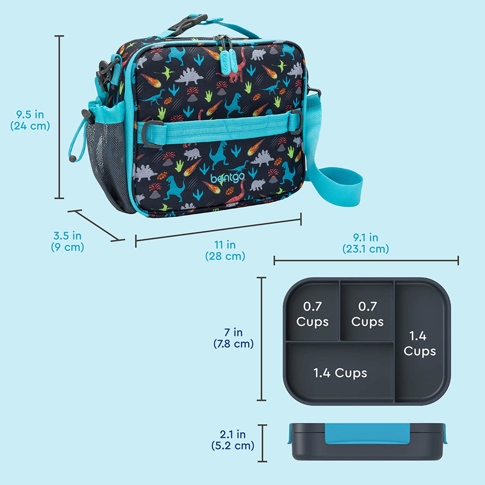 Bentgo® Kids Snap & Go 2-Piece Lunch Set - Dinosaur | Product Dimensions