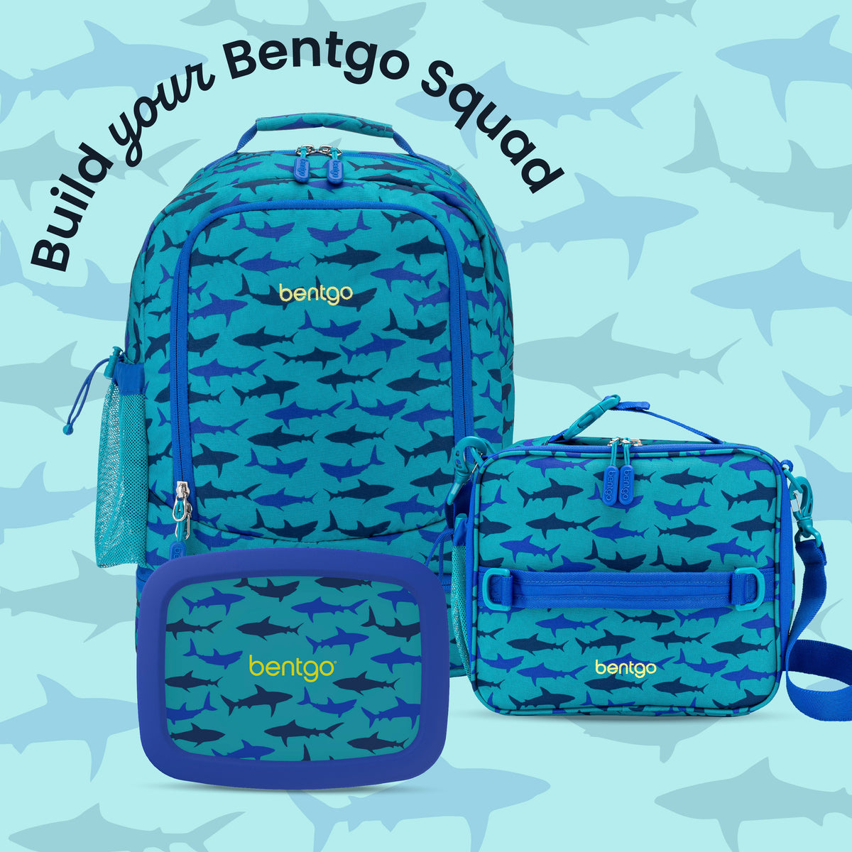 Bentgo® Kids Prints 2-in-1 Backpack & Lunch Bag - Sharks | Build Your Bentgo Squad