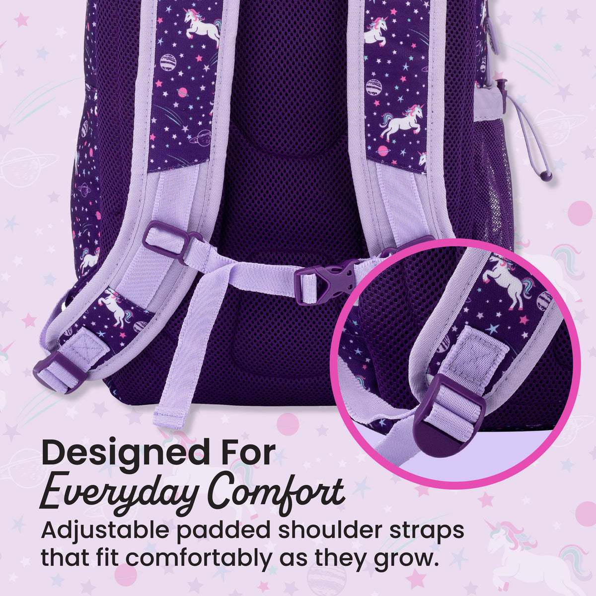 Bentgo® Kids Prints 2-in-1 Backpack & Lunch Bag - Unicorn | Designed For Everyday Comfort - Adjustable Padded Shoulder Straps That Fit Comfortably As They Grow