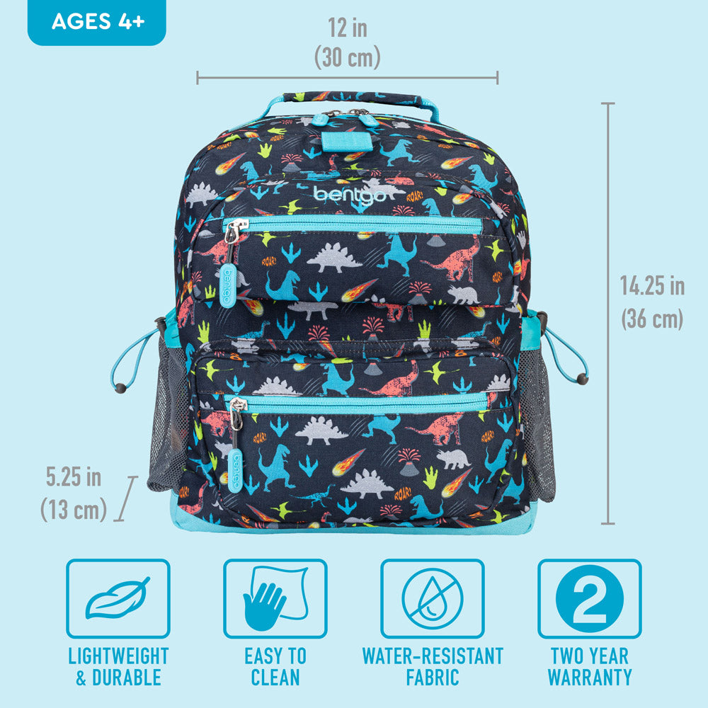 Bentgo® Kids Backpack | Dinosaur - Product Dimensions