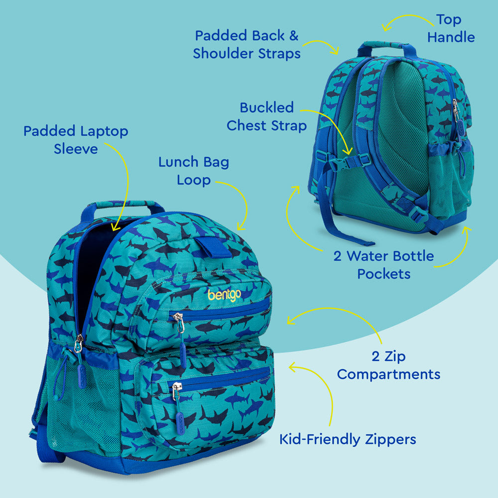 Bentgo® Kids Backpack | Sharks - Product Features