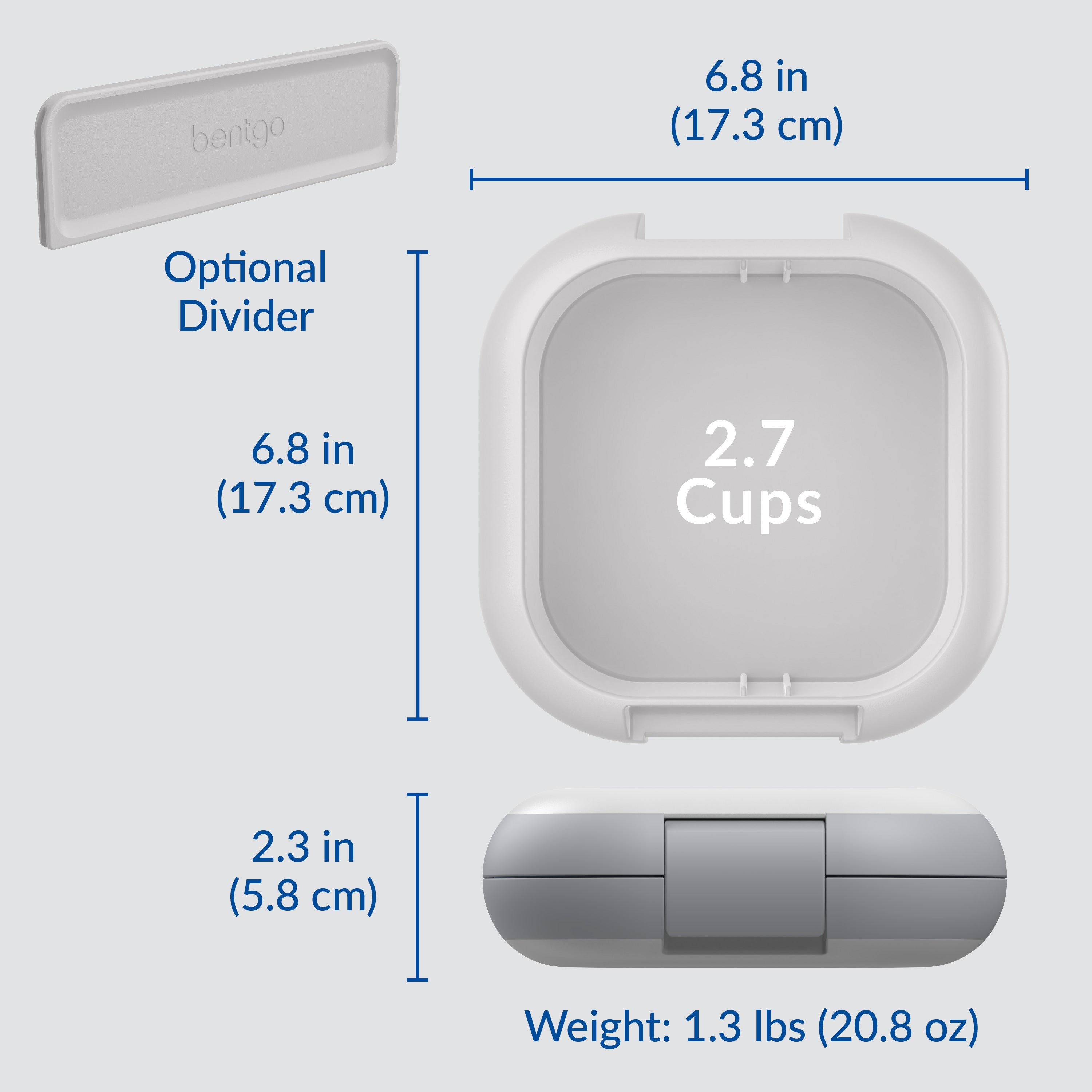 Bentgo® Chill Mini Lunch Box - Crisp Grays | Product Dimensions