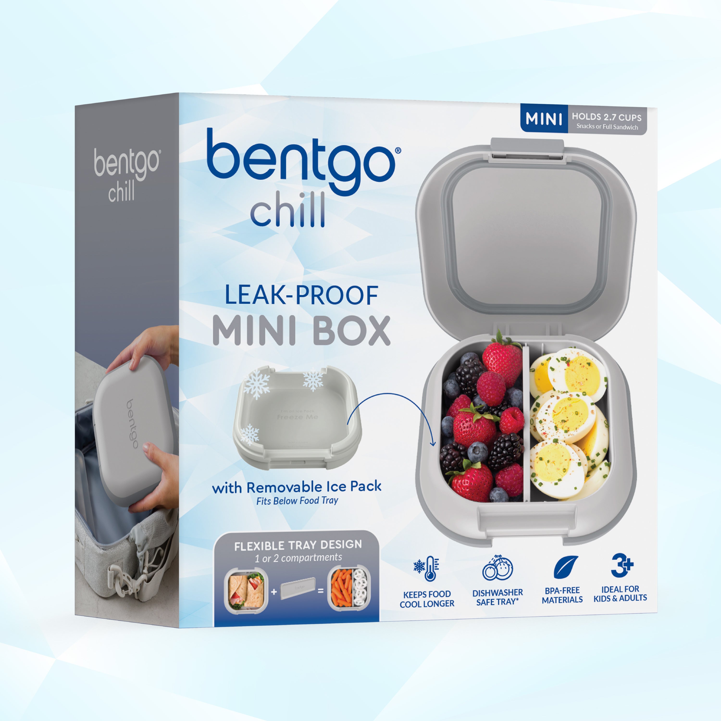 Bentgo® Chill Mini Lunch Box - Crisp Grays | Packaging Image