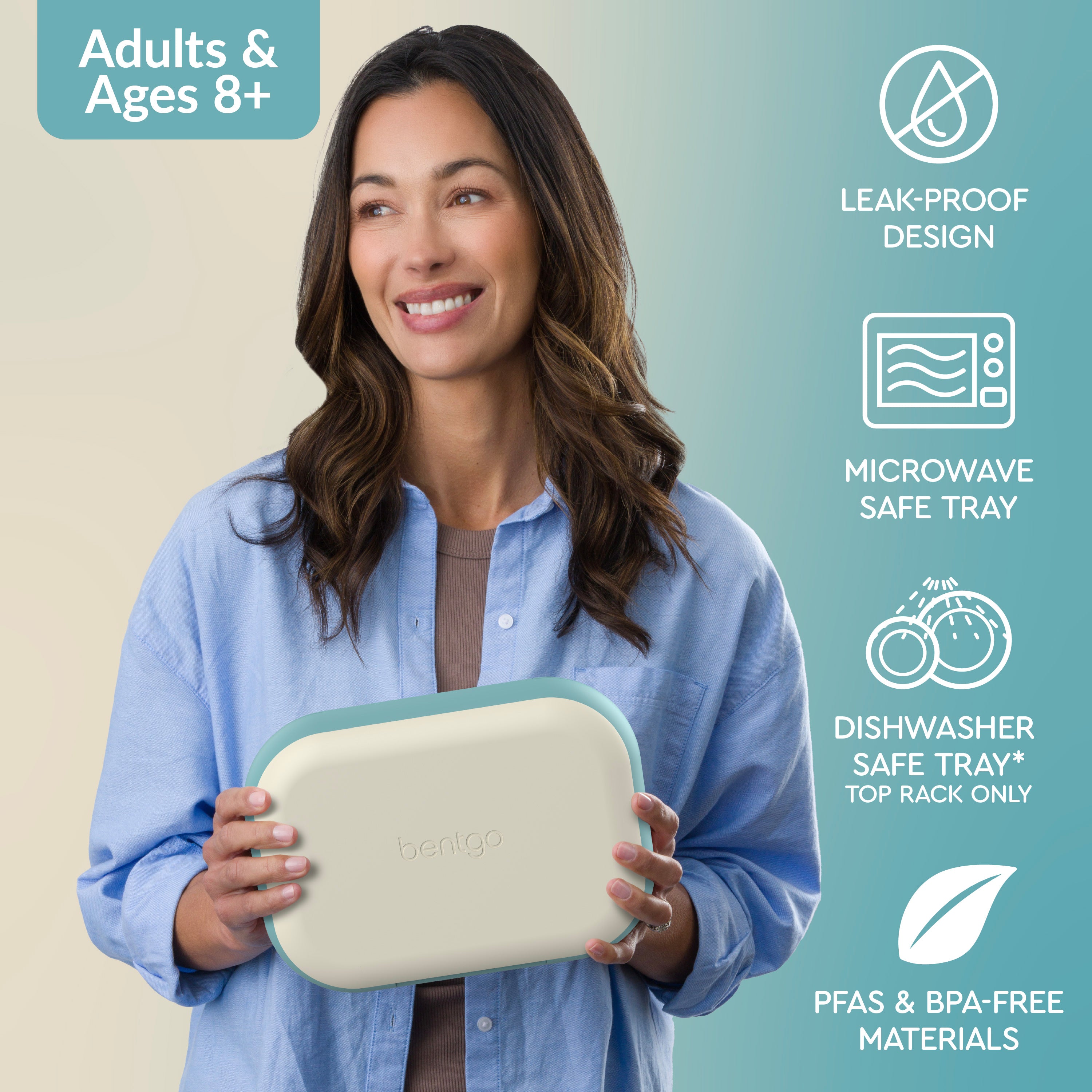 Bentgo® Chill Max Lunch Box - Bone and Glacier Blue | Leak-Proof Design, Microwave Safe Tray, Dishwasher Safe Tray (Top Rack Only), And Made With PFAS & BPA-Free Materials