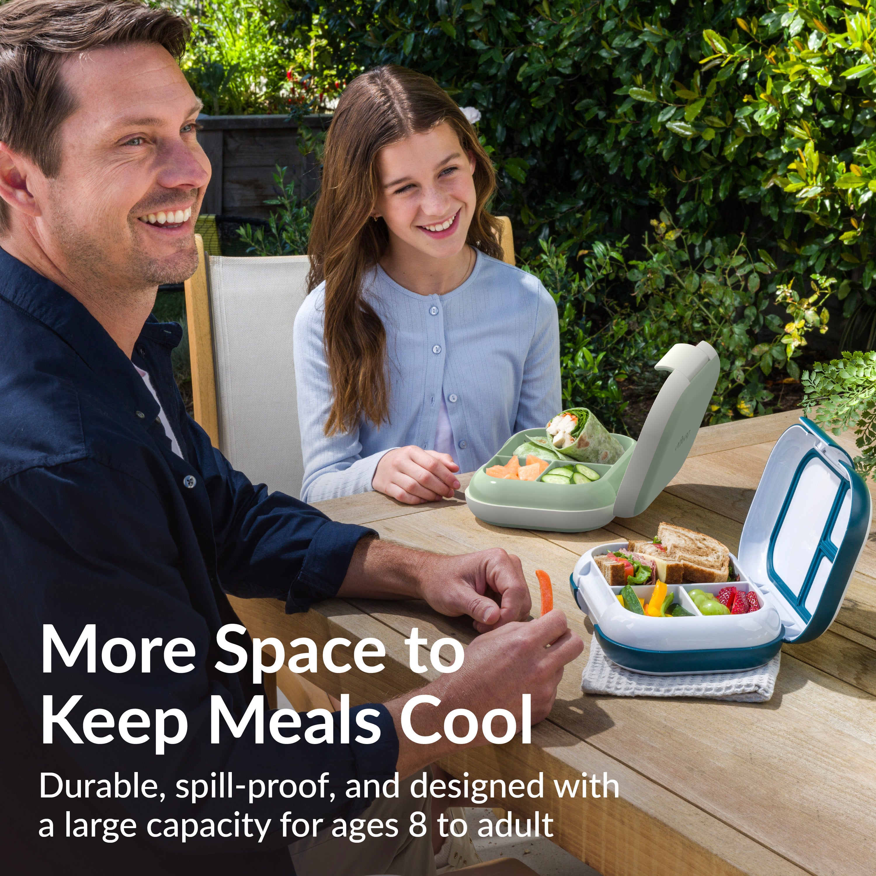 Bentgo® Chill Max Lunch Box - Fog and Deep Teal | More Space To Keep Meals Cool - Durable, Spill-Proof, And Designed With A Larger Capacity For Ages 8 To Adult