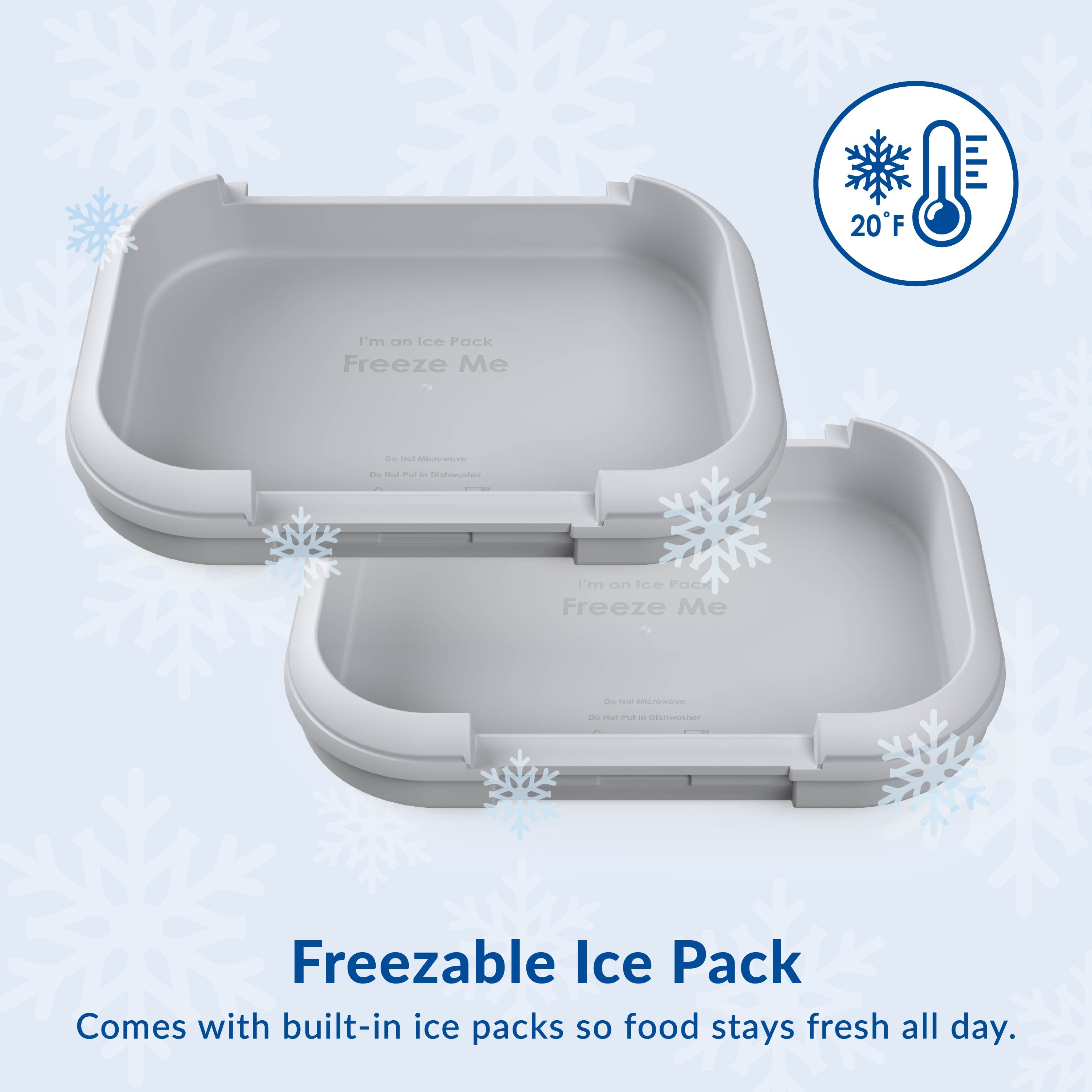 Bentgo® Chill Max Lunch Box (2-Pack) - Fog/Deep Teal & Canal/Sail Blue | Freezable Ice Pack - Each Lunch Box Comes With Built-In Ice Packs So Food Stays Fresh All-Day