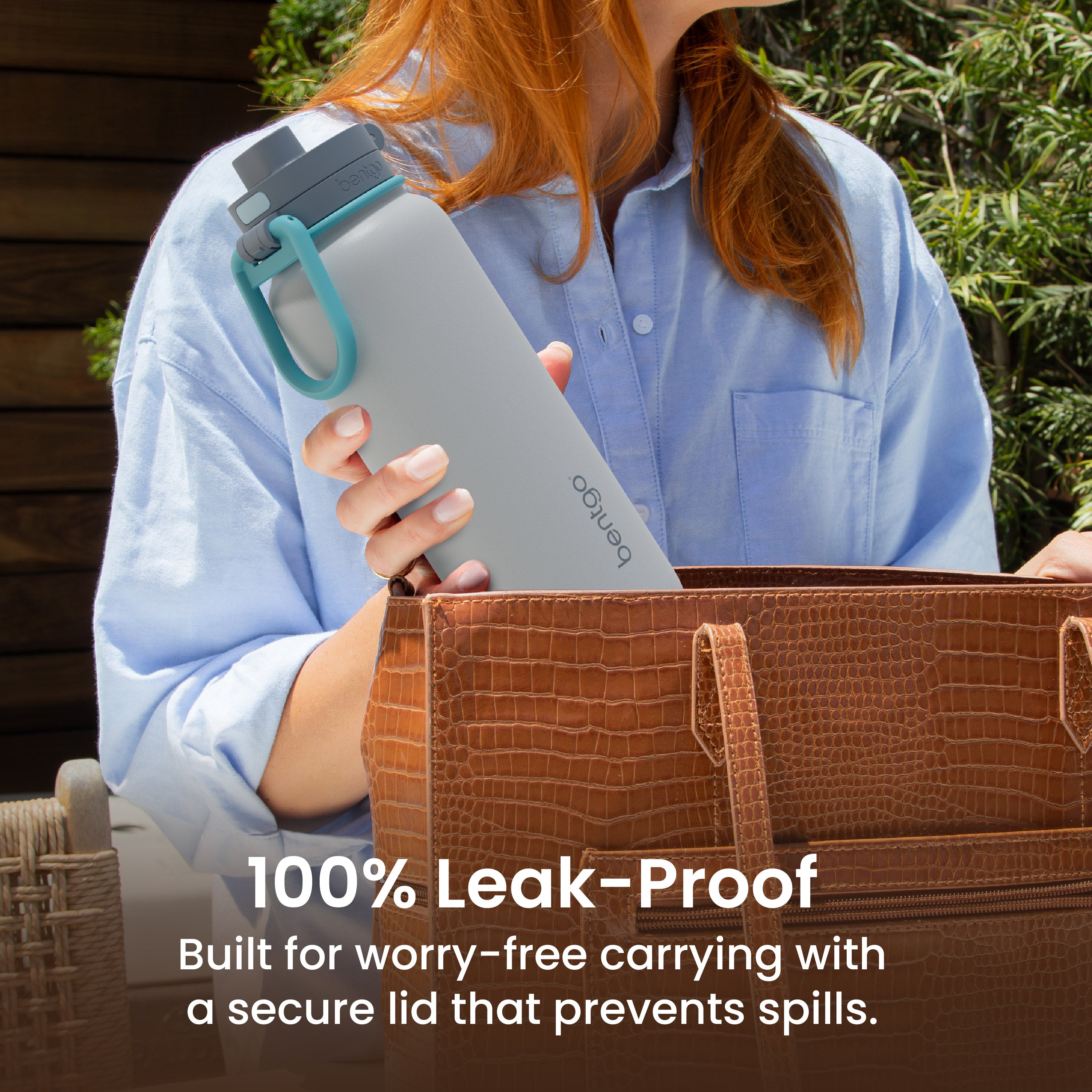 Bentgo® Flip Leak-Proof Water Bottle | Gray Surf - 100% Leak-Proof (Built For Worry-Free Carrying With A Secure Lid That Prevents Spills