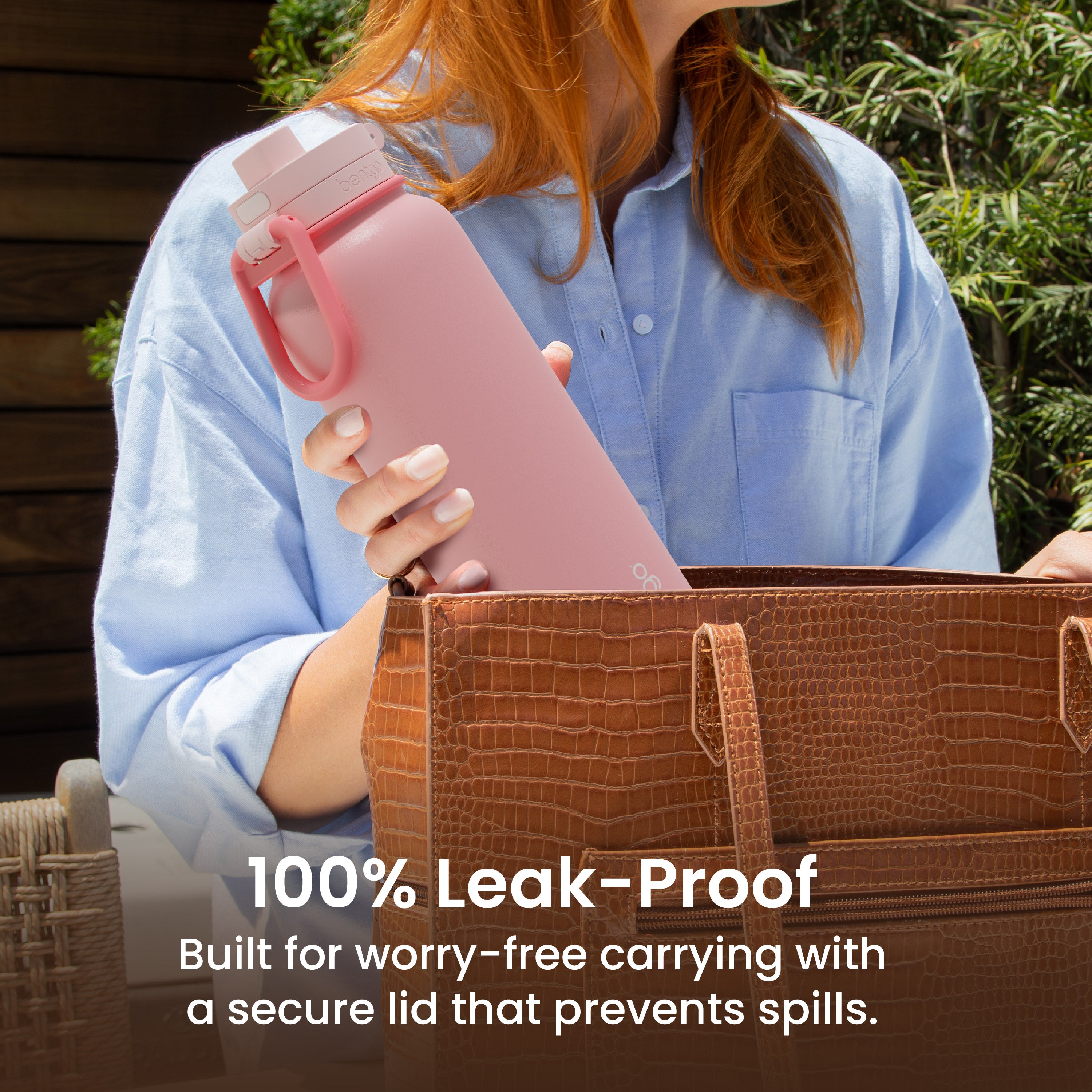 Bentgo® Flip Leak-Proof Water Bottle | Blushing - 100% Leak-Proof (Built For Worry-Free Carrying With A Secure Lid That Prevents Spills