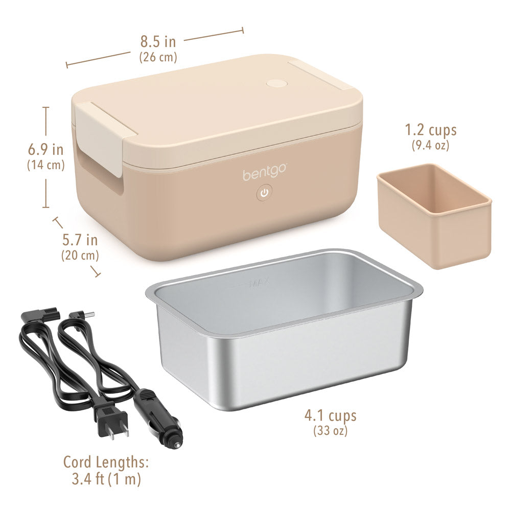 Bentgo® Heat Electric Lunch Box - Latte | Dimensions + What’s In The Box