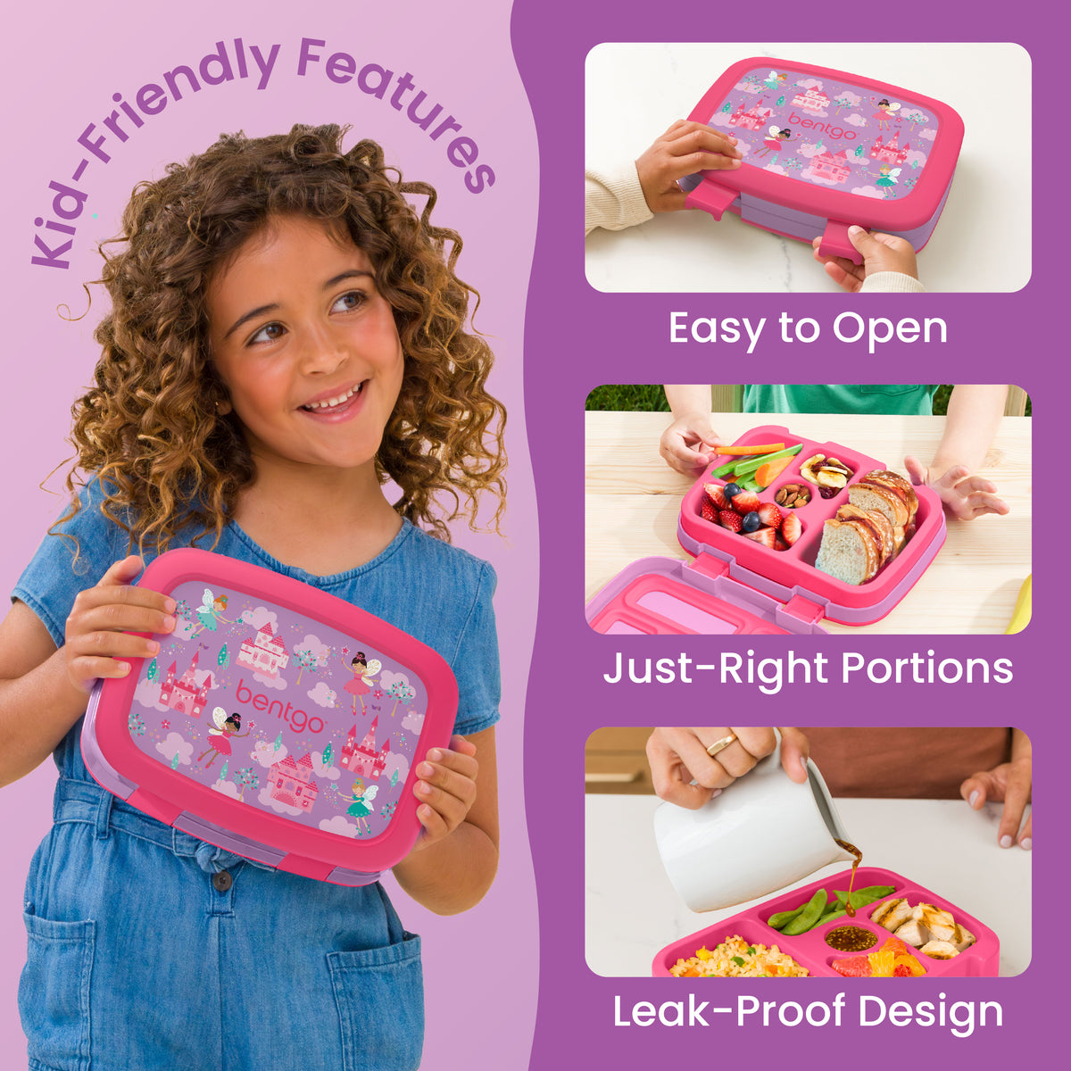Bentgo Kids Prints Lunch Box - Fairies | Kids Lunch Box Packed With Kid-Friendly Features Such As Easy To Open, Just-Right Portions And Leak-Proof Design