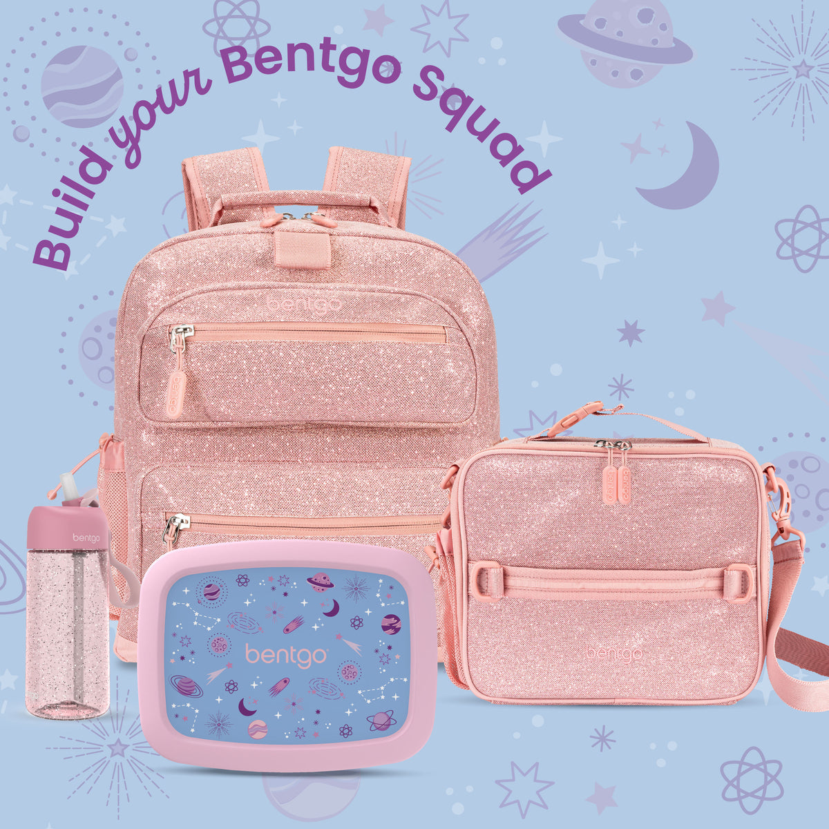 Bentgo Kids Prints Lunch Box - Lavender Galaxy | Kids Lunch Box - Build Your Bentgo Squad