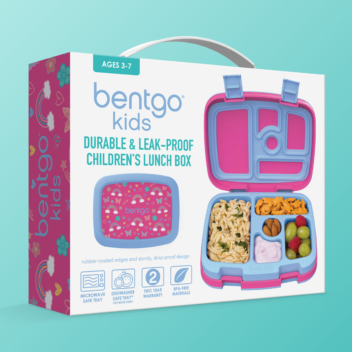 Bentgo Kids Prints Lunch Box - Rainbows and Butterflies | Kids Lunch Box Packaging
