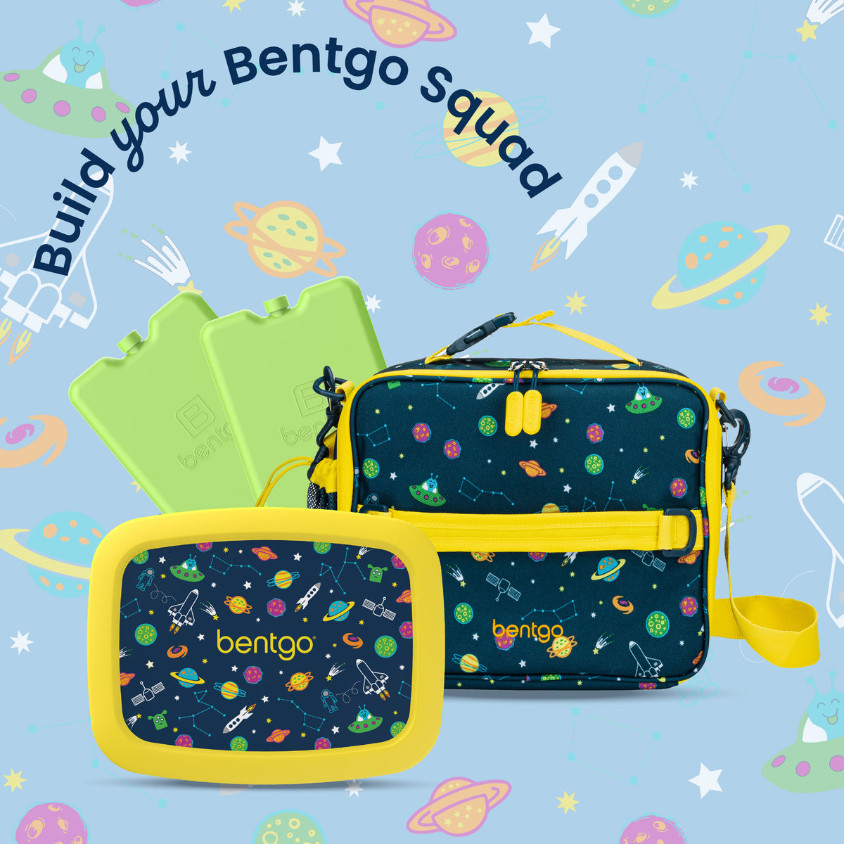 Bentgo Kids Prints Lunch Box - Space | Kids Lunch Box - Build Your Bentgo Squad