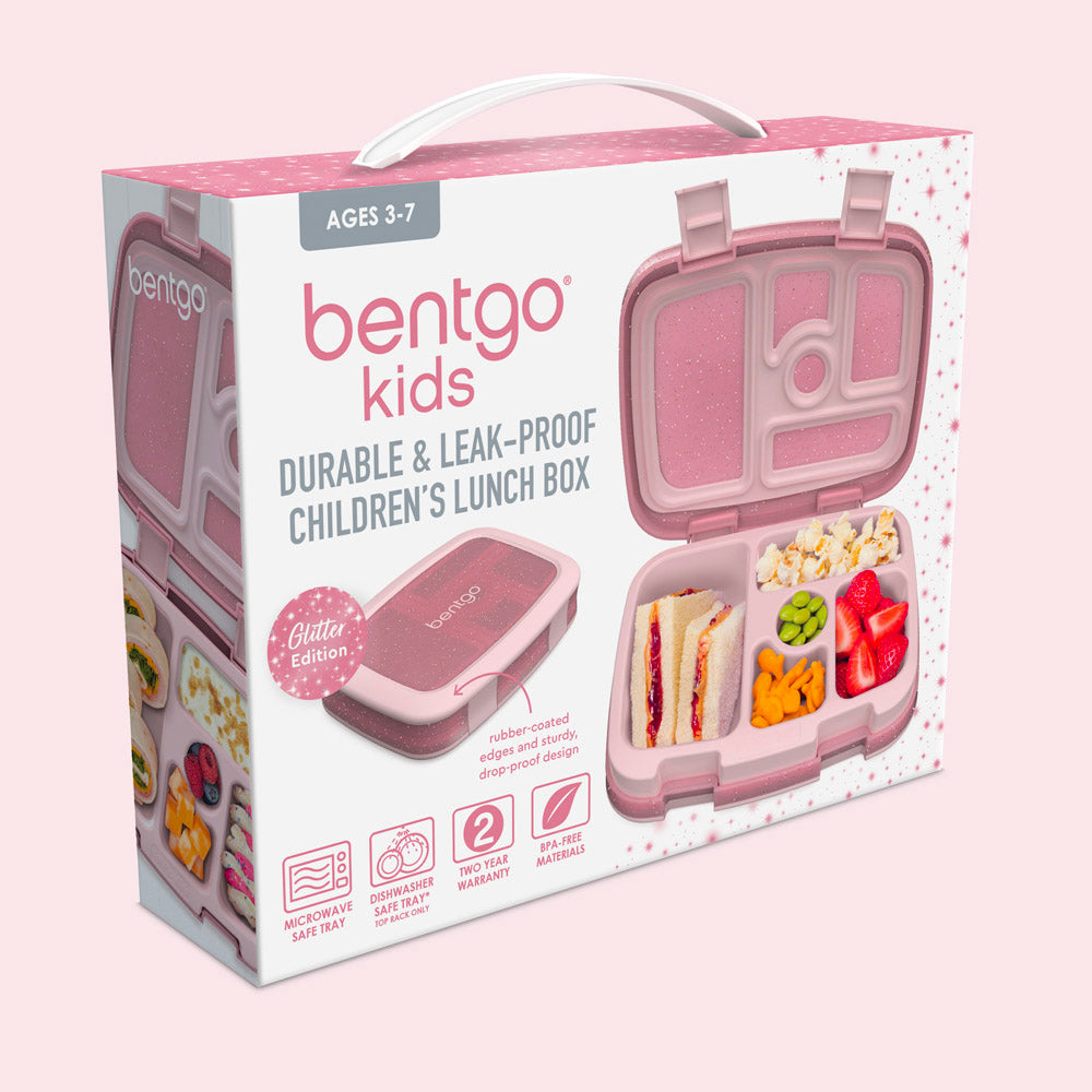 Bentgo® Kids Lunch Box (Glitter & Confetti) - Petal Pink Glitter