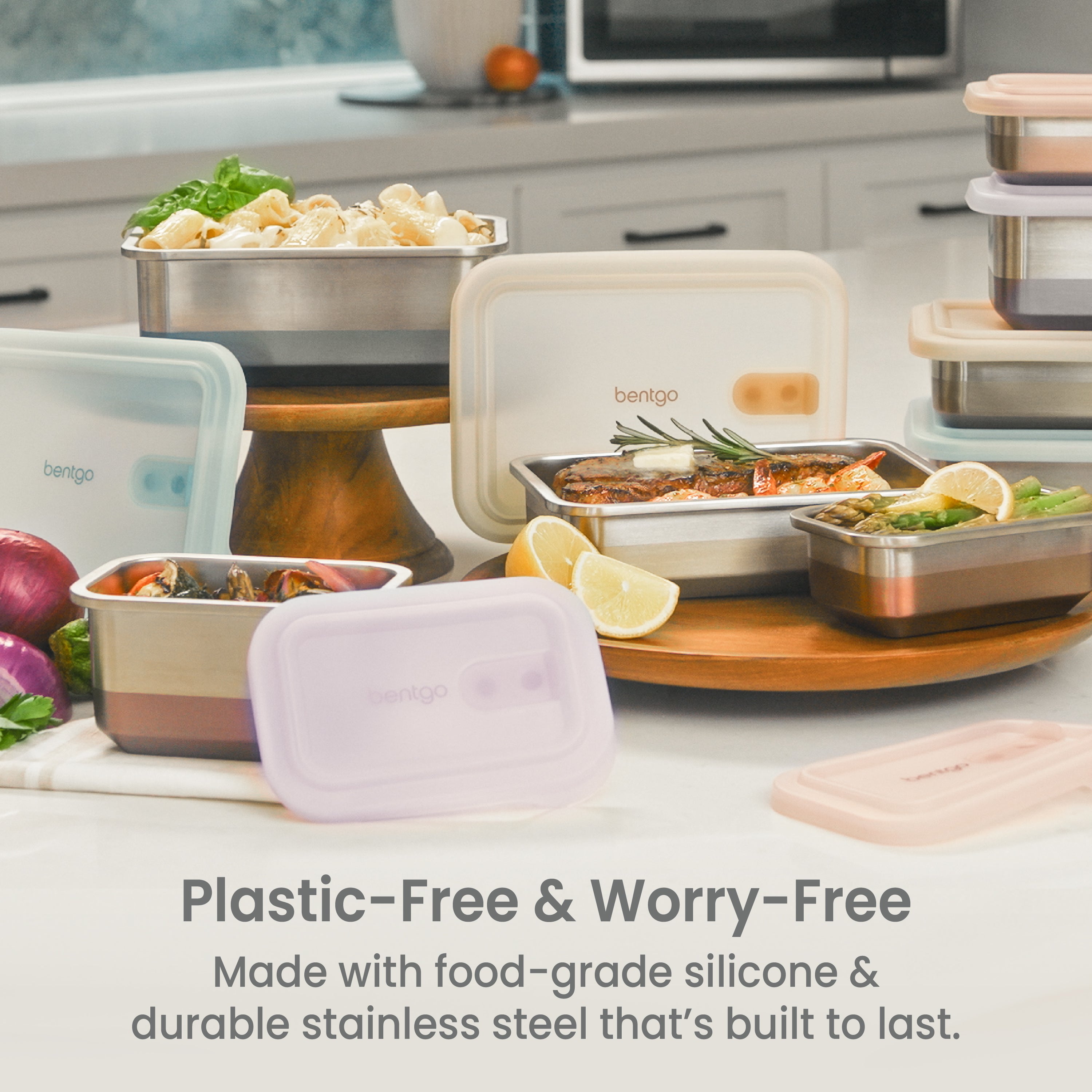 Bentgo® MicroSteel Heat & Eat Container - Snack Size 2 Cups - Rose | Plastic-Free & Worry-Free - Made With Food-Grade Silicone & Durable Stainless Steel That’s Built To Last