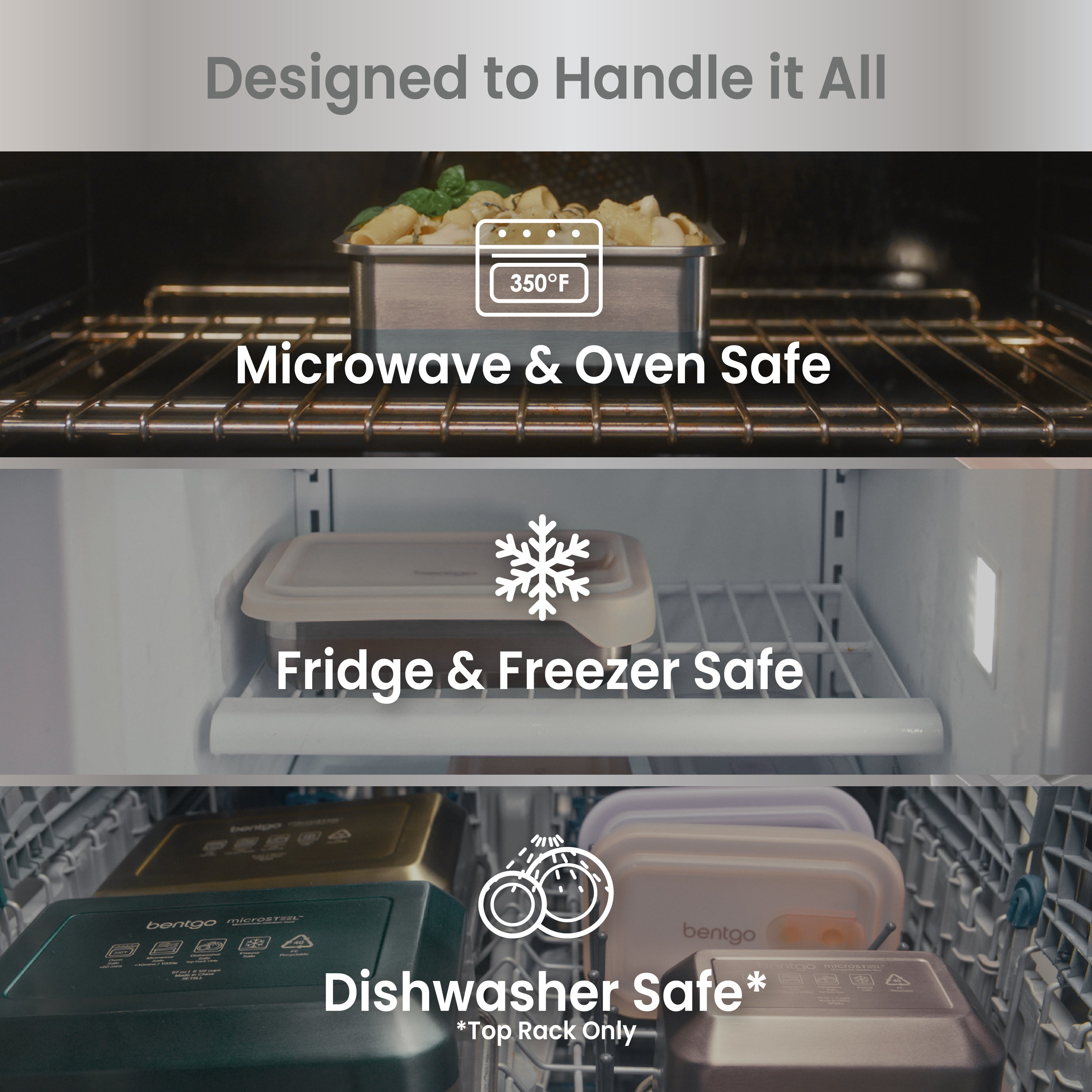 Bentgo® MicroSteel Heat & Eat Container - Snack Size 2 Cups - Rose | Designed To Handle It All - Microwave & Oven Safe, Fridge & Freezer Safe, and Dishwasher Safe (Top Rack Only)