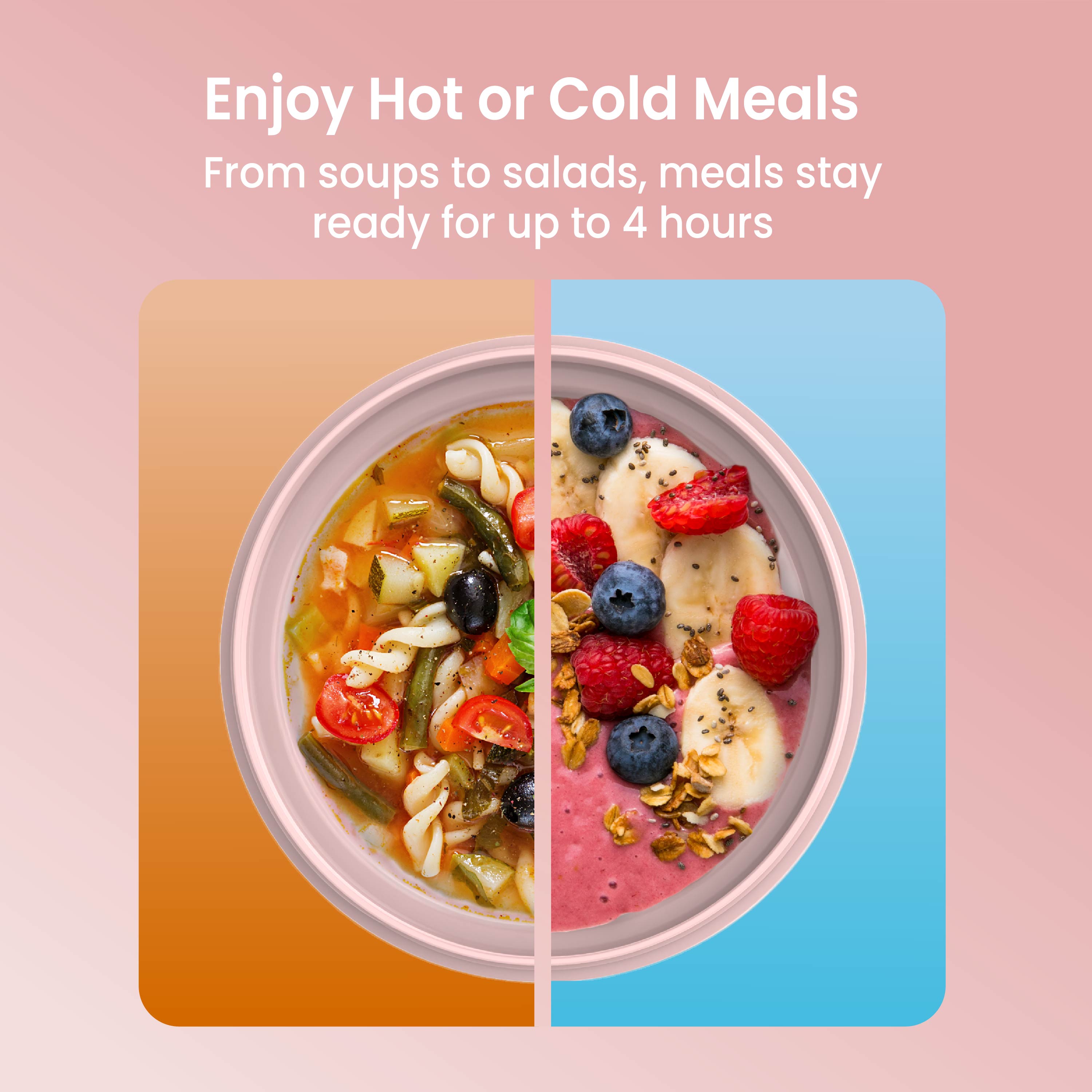 Bentgo® Bowl - Blush | Enjoy Hot or Cold Meals - From Soups To Salads, Meals They Ready For Up To 4 Hours