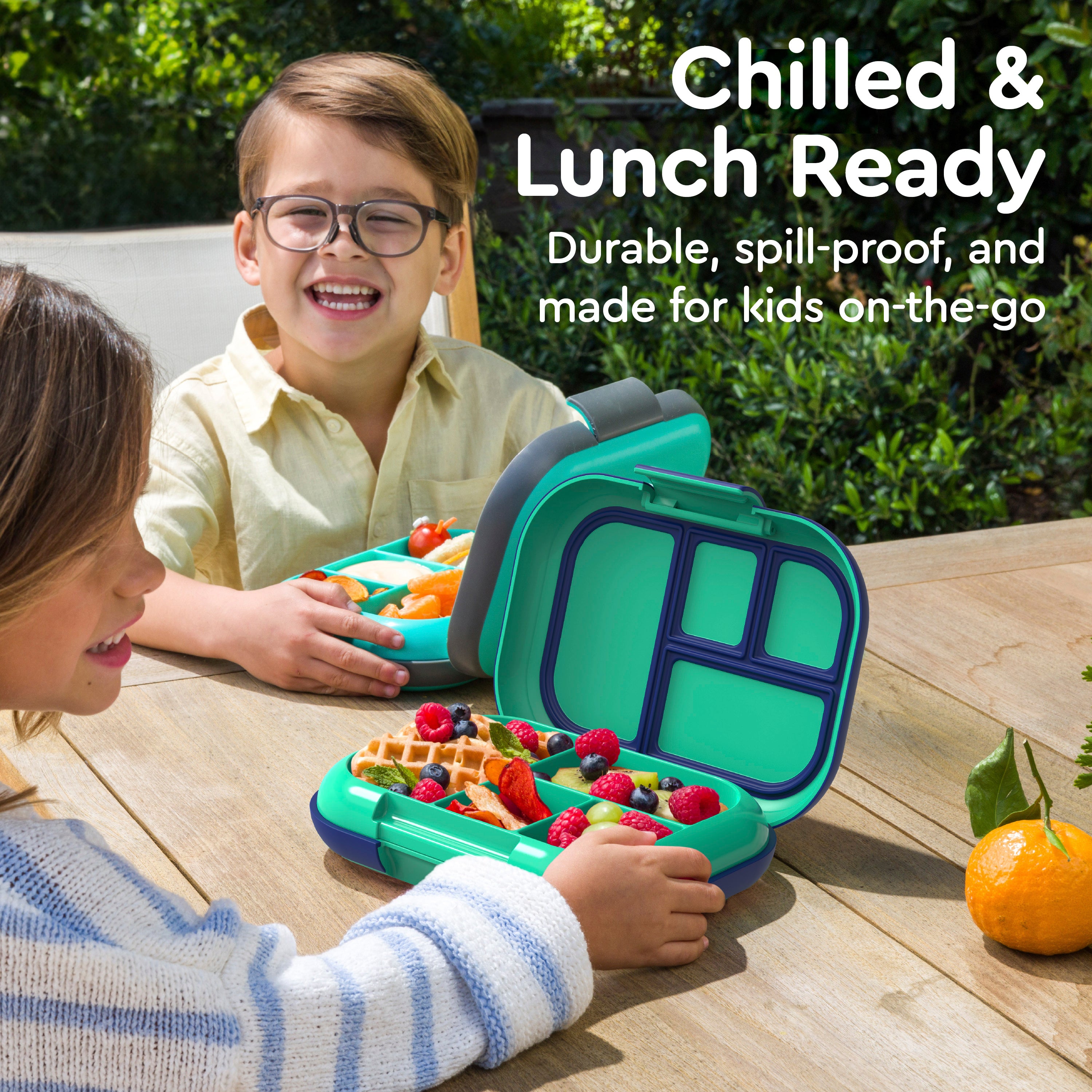 Bentgo® Chill Kids Lunch Box - Green/Navy | Chilled & Lunch Ready - Durable, Spill-Proof, And Made For Kids On-The-Go