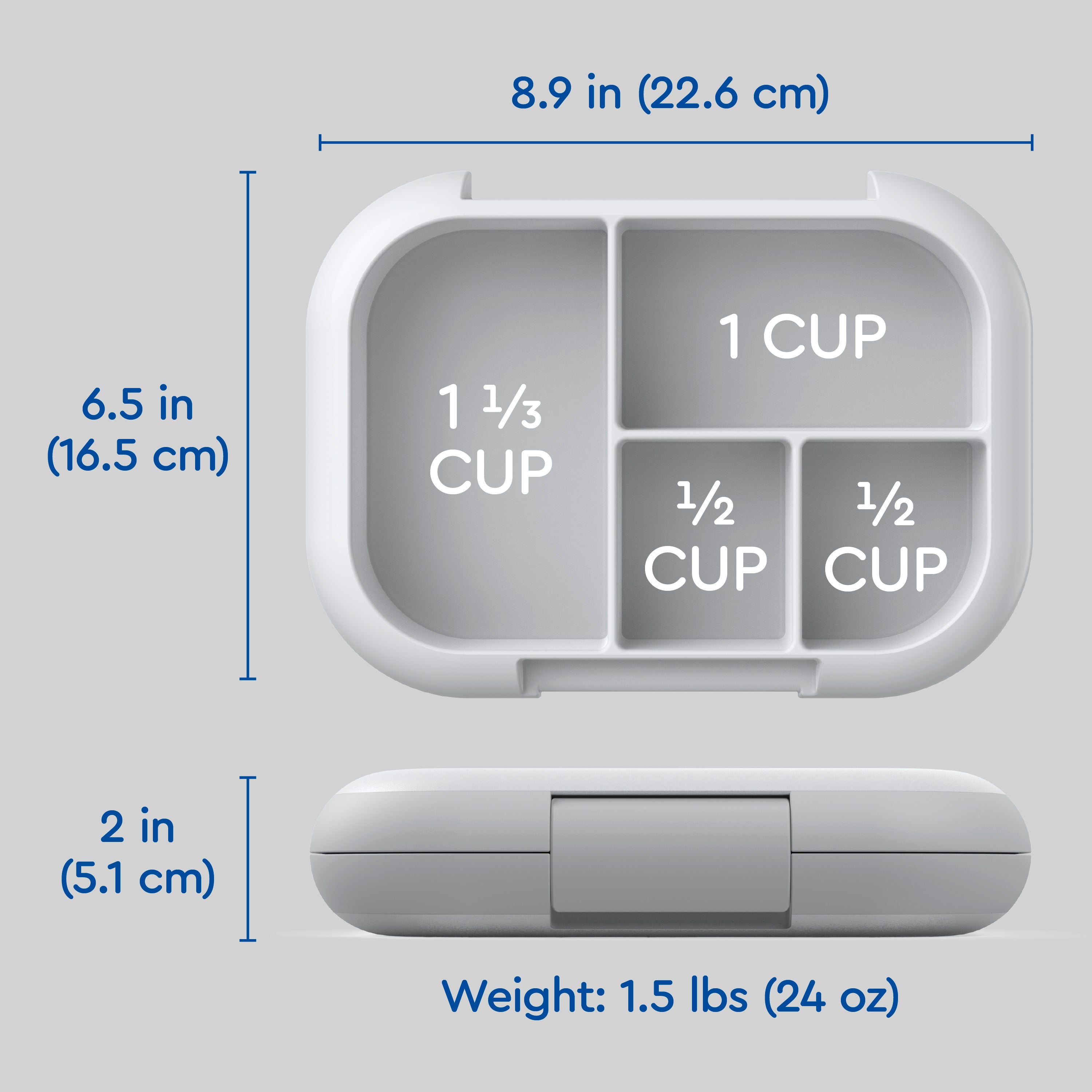 Bentgo® Chill Kids Lunch Box - Gray | Dimensions