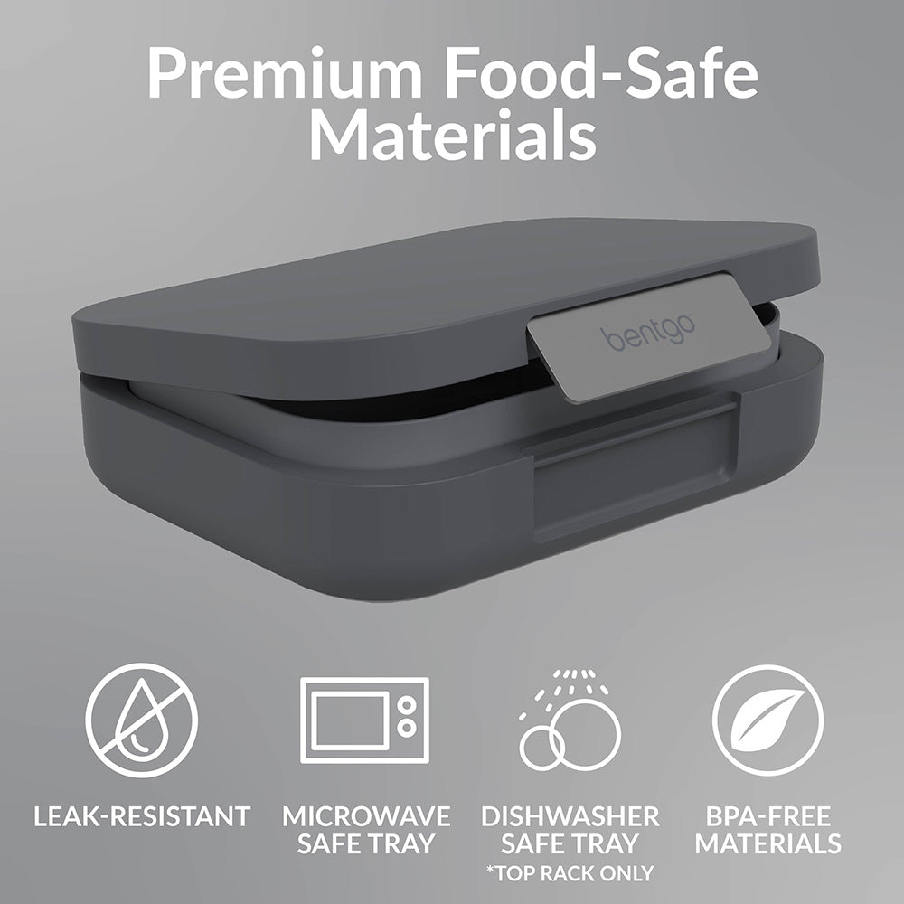 Bentgo® Modern Lunch Box - Dark Gray | Premium Food-Safe Materials - Leak-Resistant, Microwave Safe Tray, Dishwasher Safe Tray, And Made With BPA-Free Materials