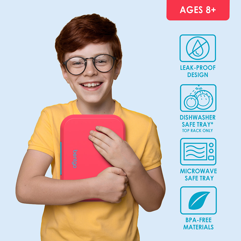 Bentgo® Pop Lunch Box- Flame Red/Turquoise | Leak-Proof Design, Dishwasher Safe Tray - Top Rack Only, Microwave Safe Tray, And Made With BPA-Free Materials