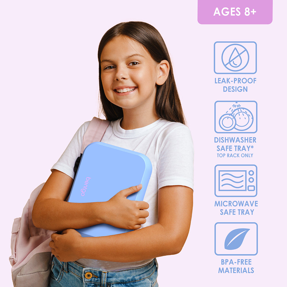 Bentgo® Pop Lunch Box- Periwinkle/Pink | Leak-Proof Design, Dishwasher Safe Tray - Top Rack Only, Microwave Safe Tray, And Made With BPA-Free Materials
