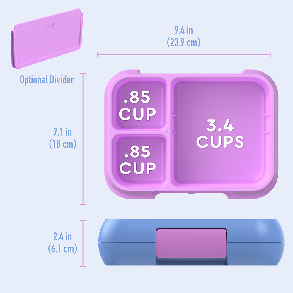 Bentgo® Pop Lunch Box- Periwinkle/Pink | Dimensions + What’s In The Box