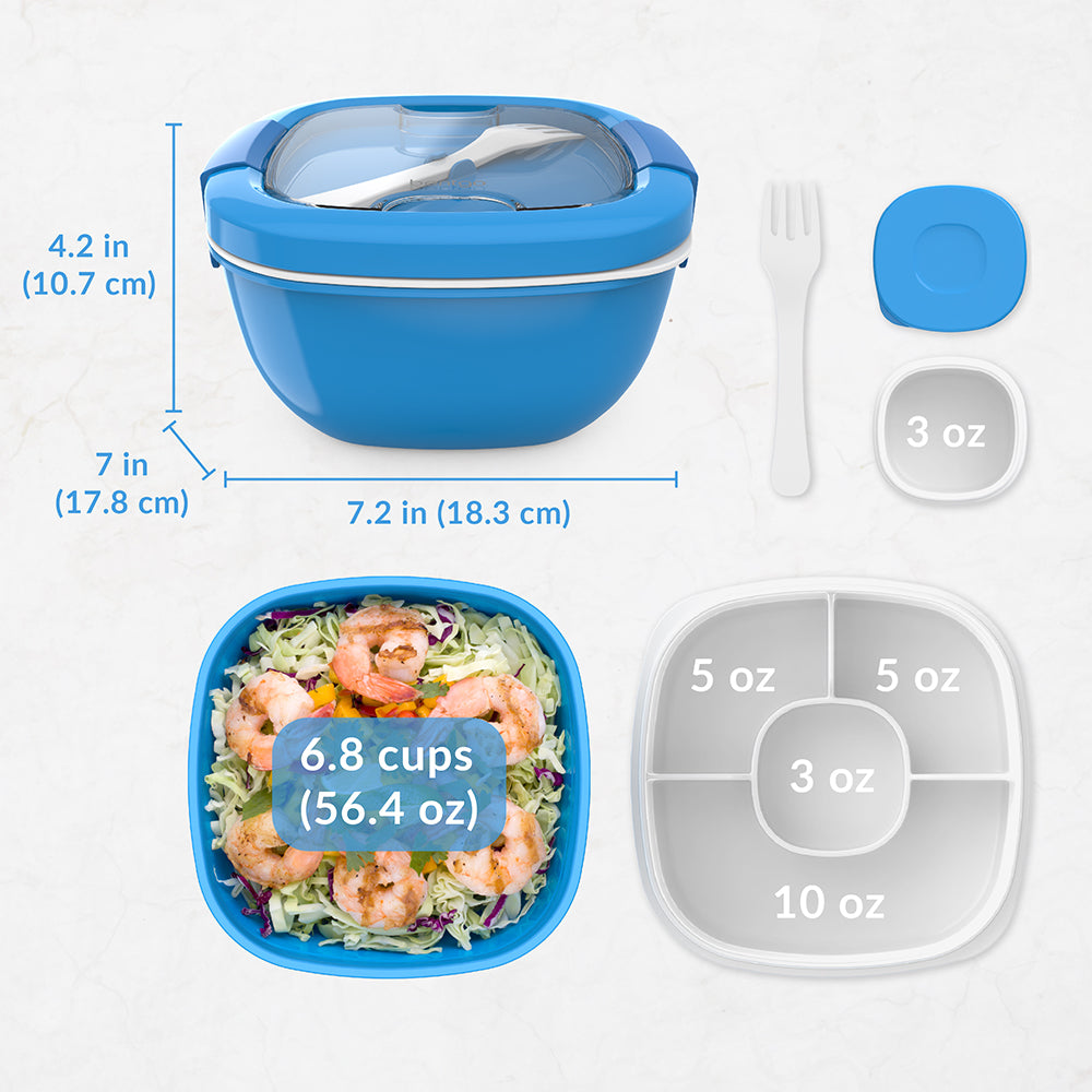Bentgo® All-in-One Salad Container - Blue | Dimensions And What’s In The Box