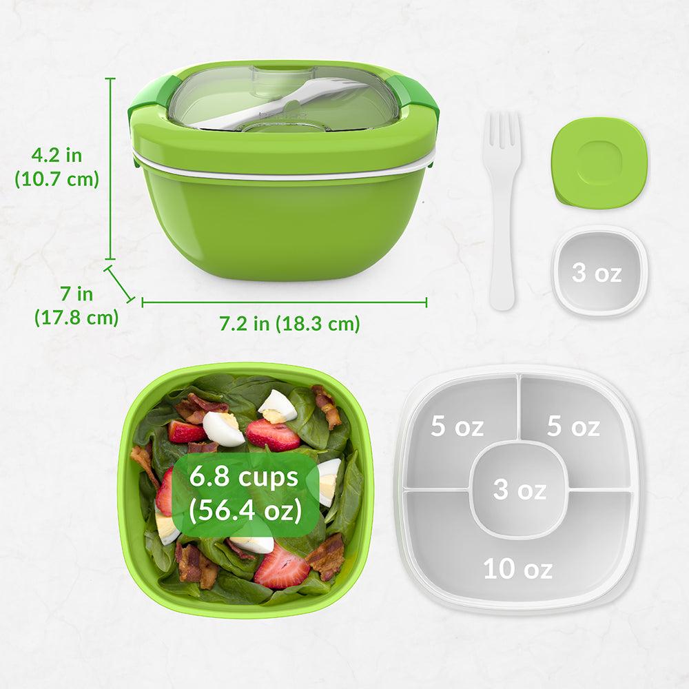 Bentgo® All-in-One Salad Container - Green | Dimensions And What’s In The Box