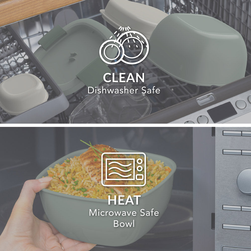 Bentgo® All-in-One Salad Container - Khaki Green | Dishwasher Safe and Microwave Safe