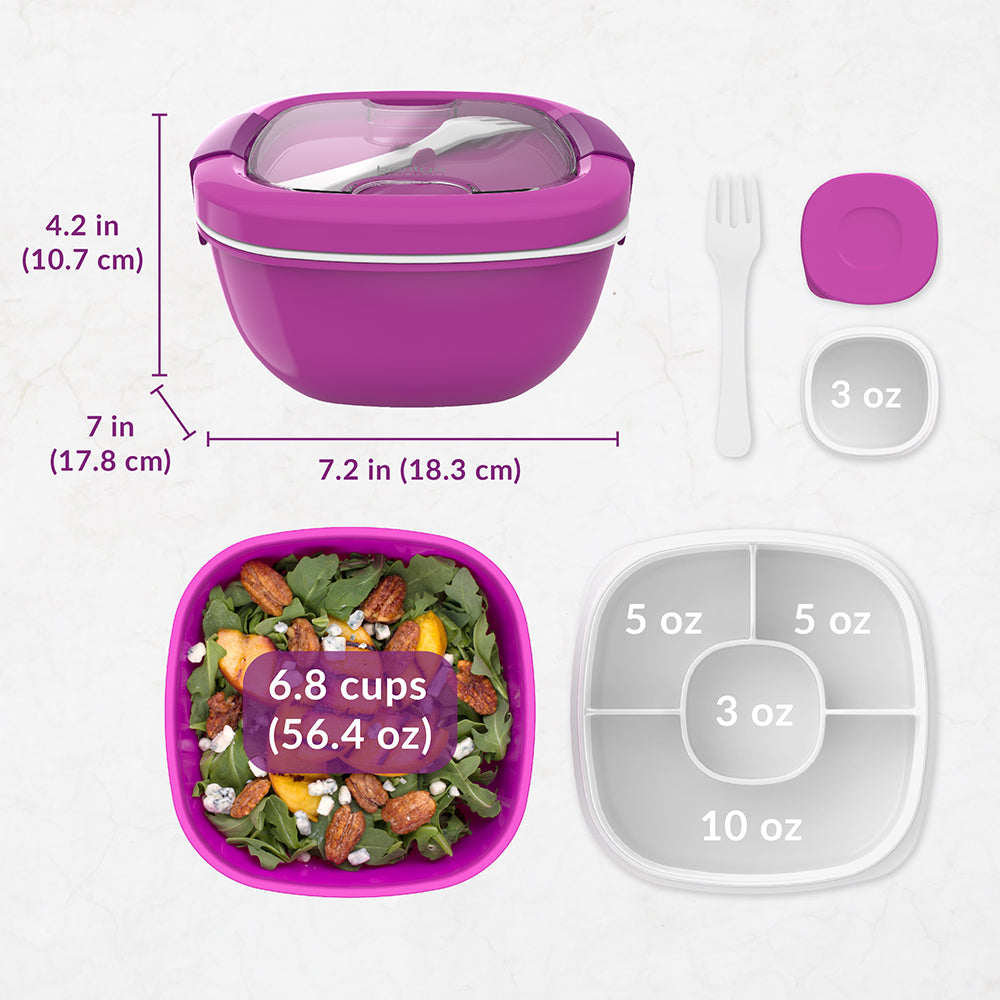 Bentgo® All-in-One Salad Container - Purple | Dimensions And What’s In The Box
