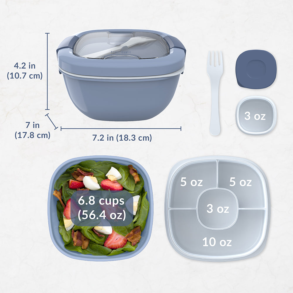 Bentgo® All-in-One Salad Container - Slate | Dimensions And What’s In The Box