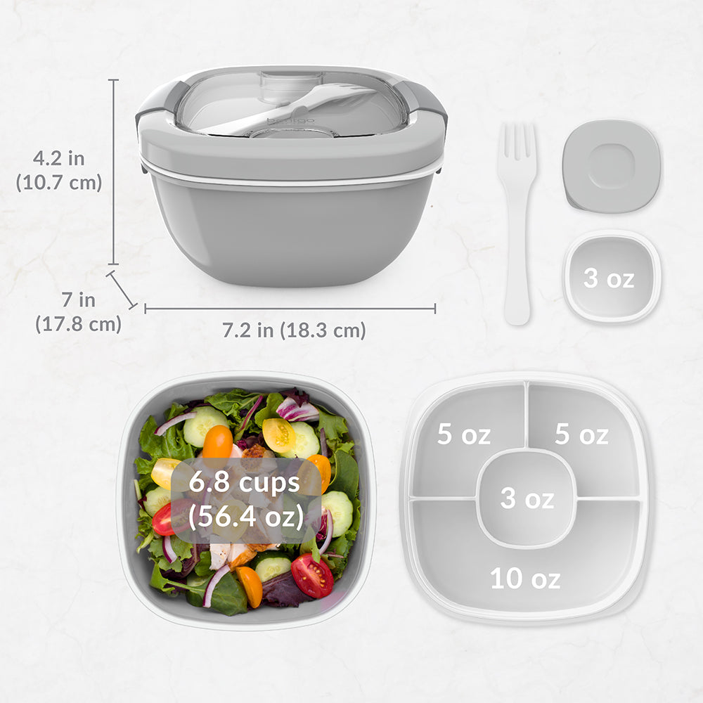 Bentgo® All-in-One Salad Container - Gray | Dimensions And What’s In The Box
