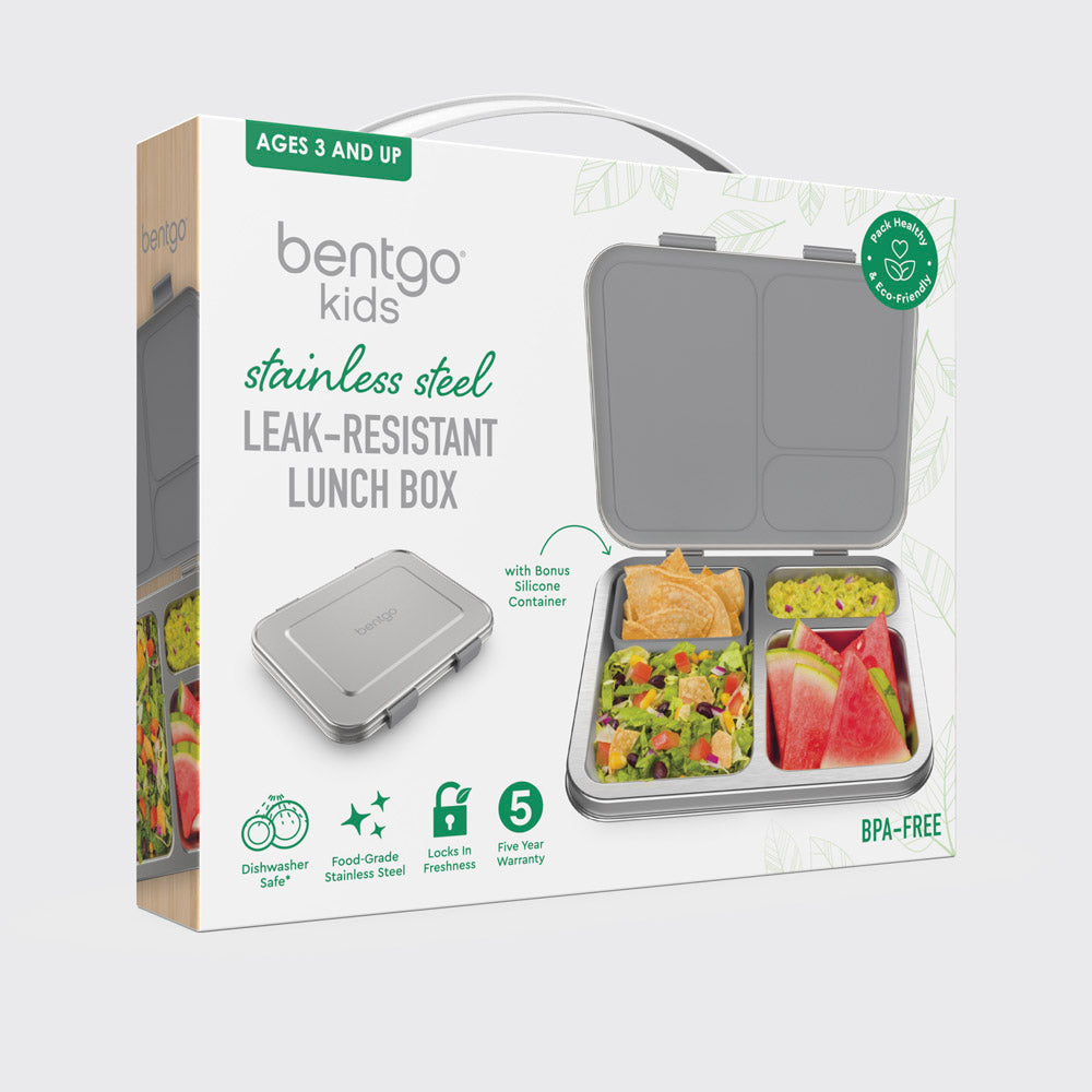 Bentgo® Kids Stainless Steel Lunch Box - Silver | Packaging
