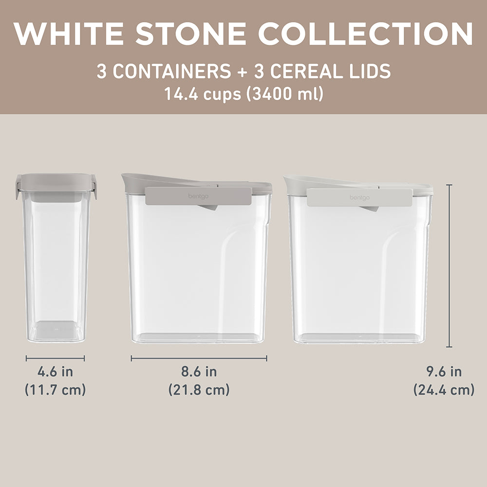 Bentgo® Pantry Airtight Cereal Containers (6-pcs) - White Stone | Dimensions