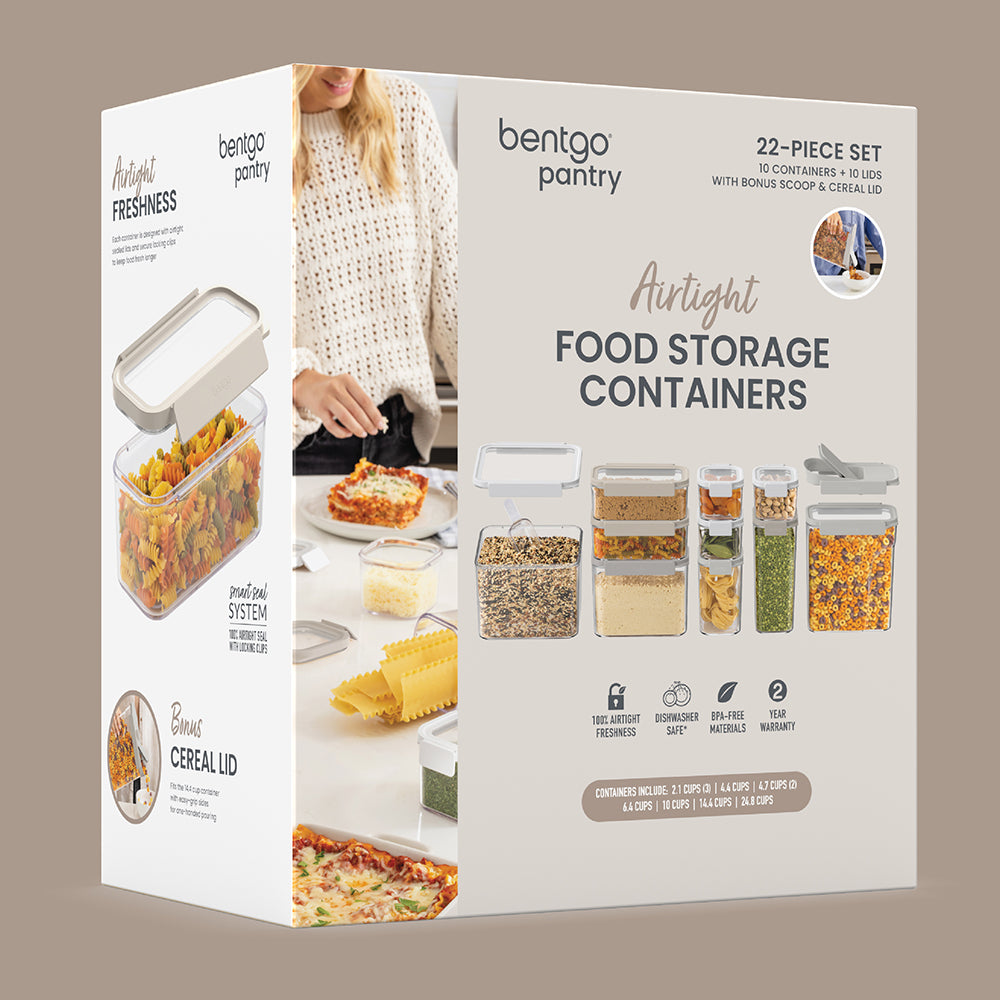 Bentgo® Pantry Airtight Food Storage Containers (22-pcs) - White Stone | Packaging