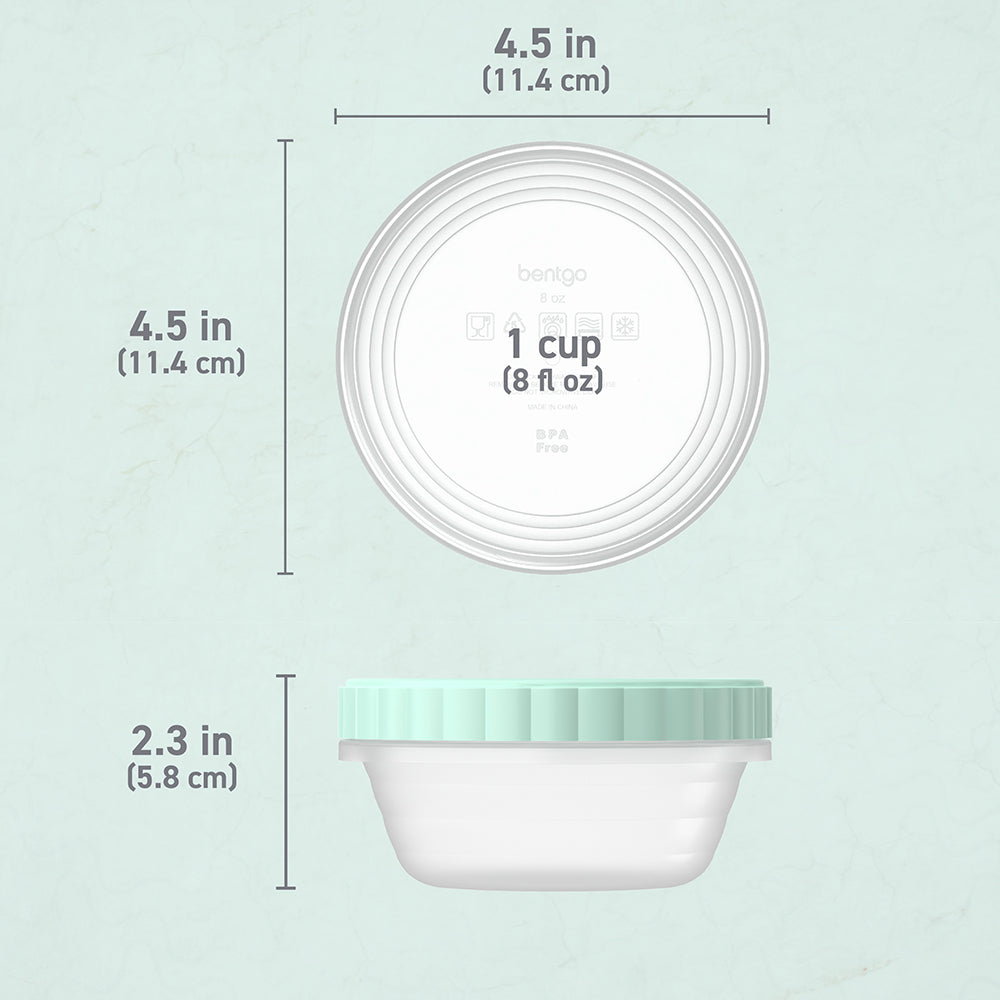 Bentgo® Prep Twist-Top Fluid Ounce Containers (20-Piece) - 8-Fluid Ounce - Honeydew | Dimensions