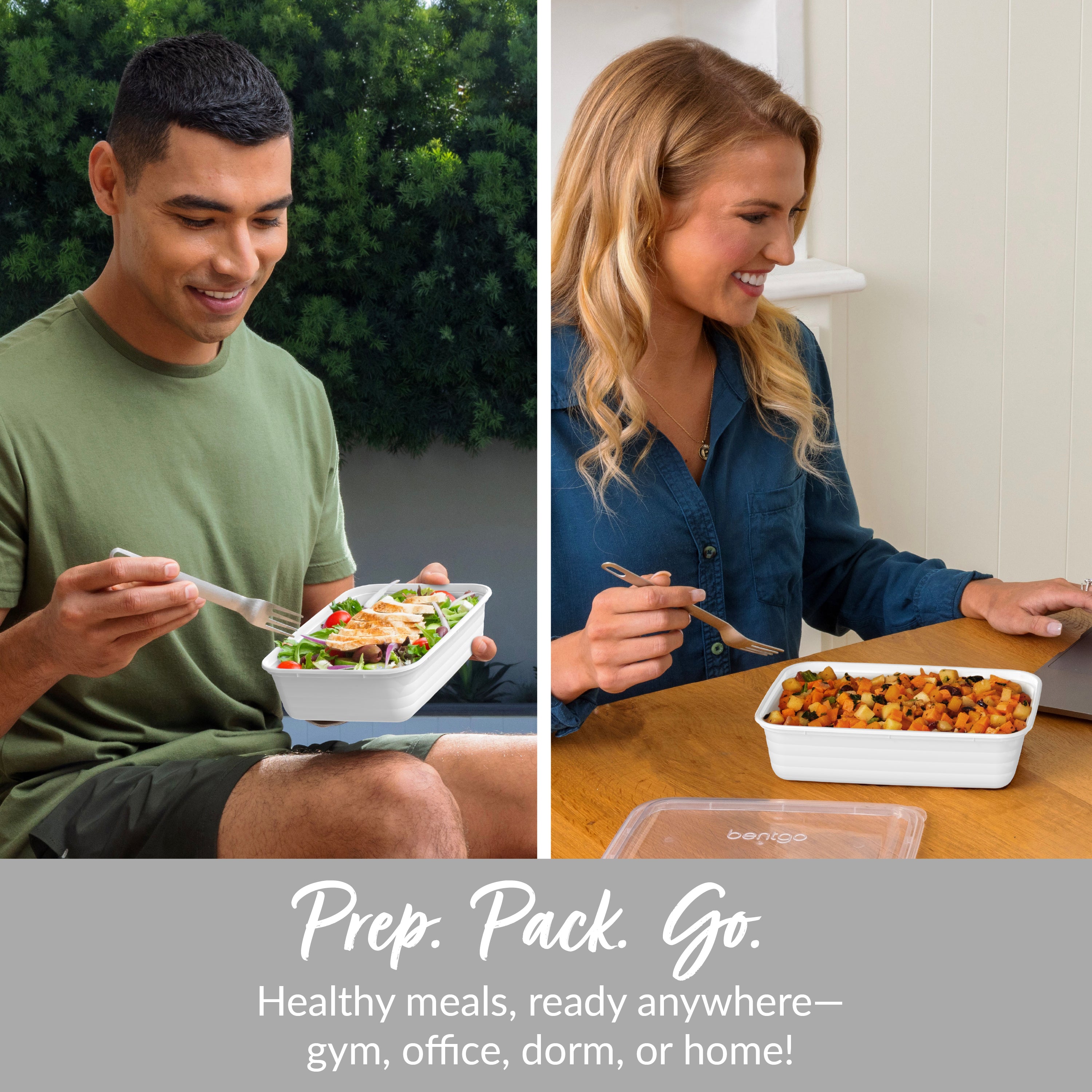 Bentgo® Prep 1-Compartment Meal Prep Containers (20-Piece) - White | Prep. Pack. Go. - Healthy Meals, Ready Anywhere - Gym, Office, Dorm, Or Home!