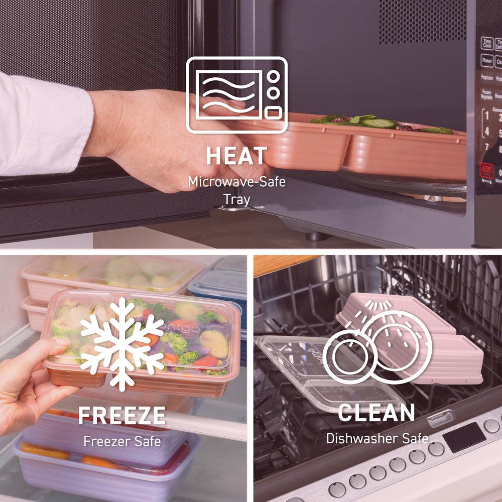 Bentgo Prep 2-Compartment Meal Prep Containers - Blush Pink | Meal Prep Containers With Microwave-Safe Tray. Meal Prep Containers Are Freezer Safe, and Dishwasher Safe