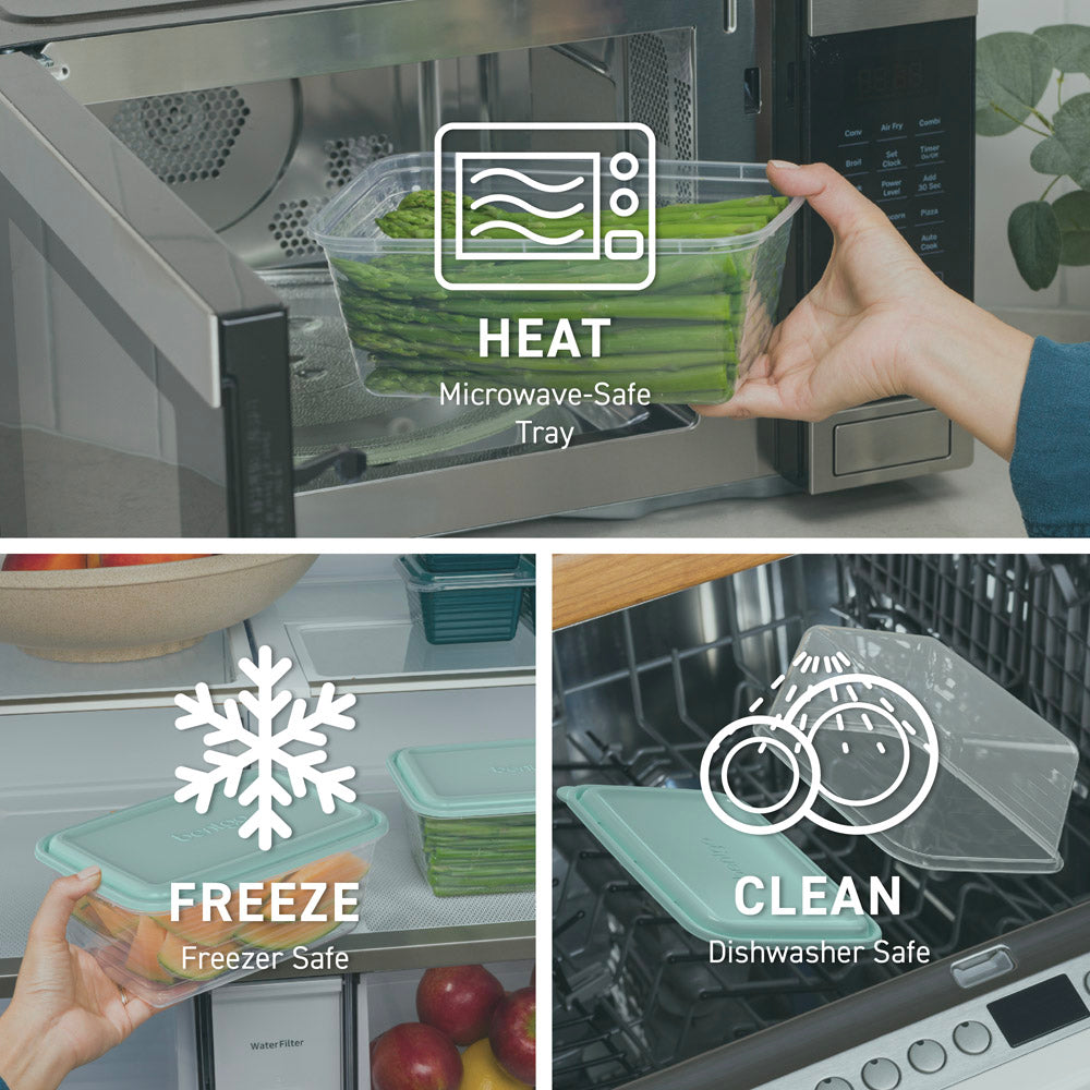 Bentgo® Prep 8-Cup Deep-Dish Container (20-Piece Set) - Aqua Splash | Microwave-Safe Tray, Freezer Safe, And Dishwasher Safe