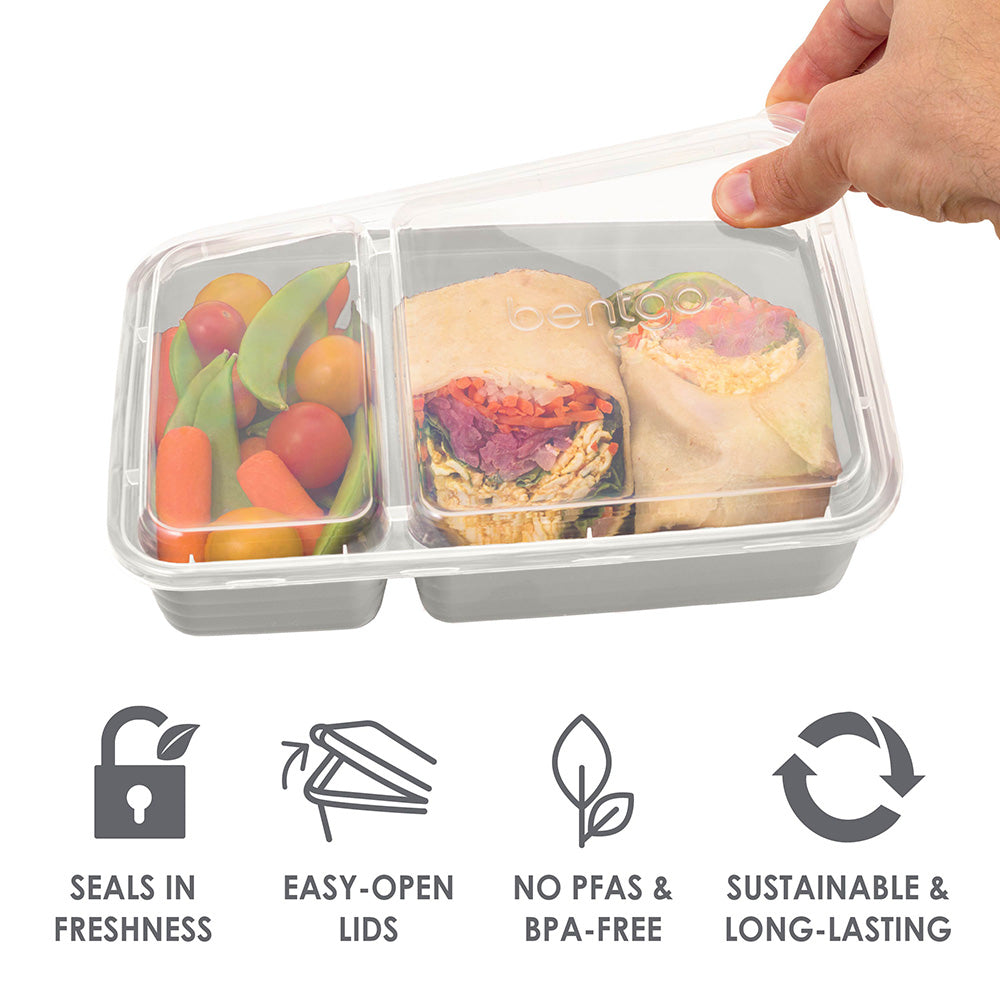 Bentgo® Prep 60-Piece Meal Prep Kit - White Stone | Seals In Freshness, Easy-Open Lids, No PFAs & BPA-Free, Sustainable & Long-Lasting