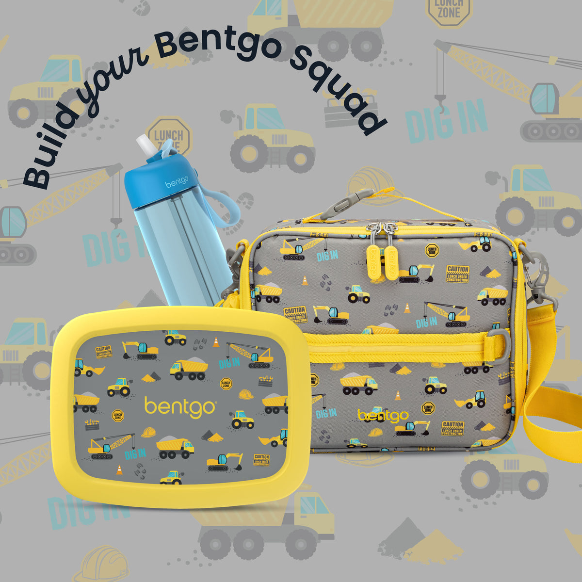Bentgo® Kids Prints Lunch Bag - Construction Trucks | Build Your Bentgo Squad