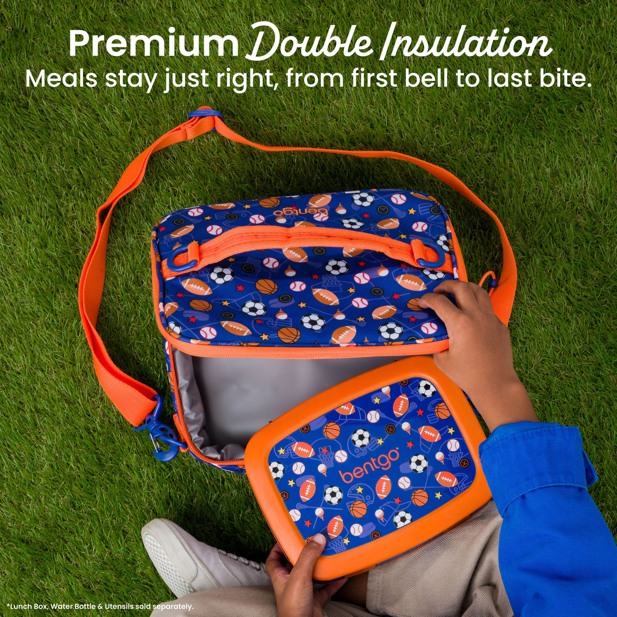Bentgo® Kids Prints Lunch Bag - Sports | Premium Double Insulation - Meals Stay Just Right, From First Bell To Last Bite
