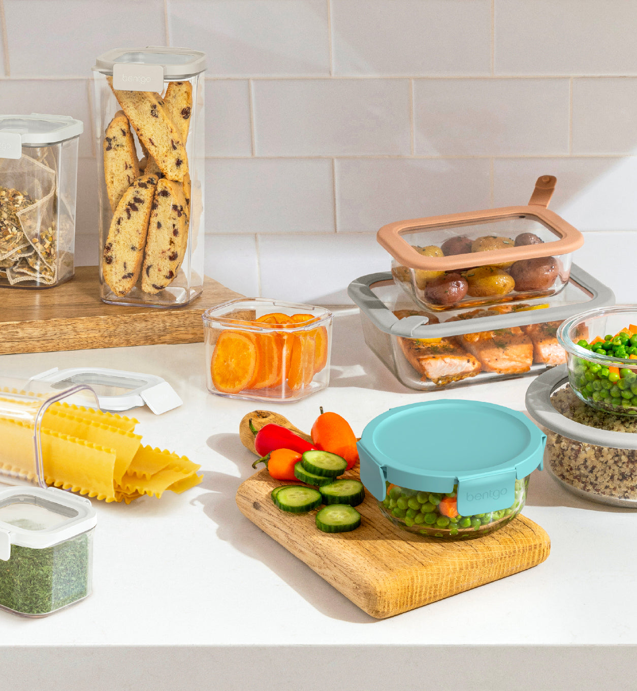 Meal containers on a kitchen counter