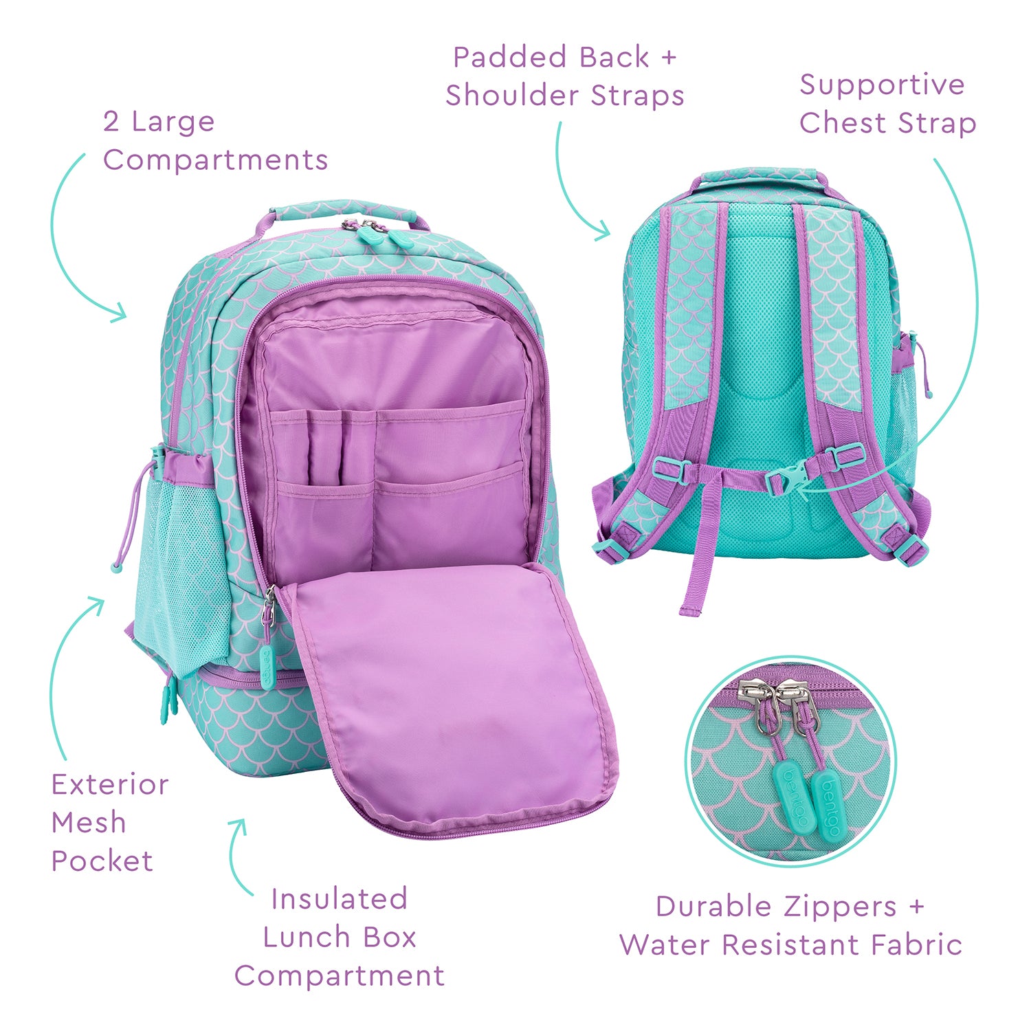 Bentgo® Chill Kids Lunch Box & Backpack - Mermaid Scales