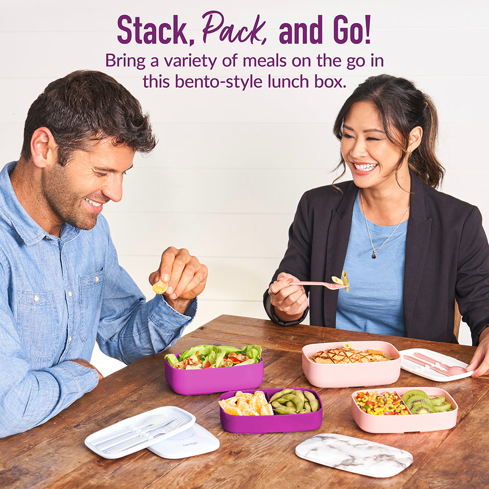 Bentgo® Classic Lunch Box (2-Pack) - Purple | Stack, Pack, And Go! - Bring A Variety Of Meals On The Go In This Bento-Style Lunch Box