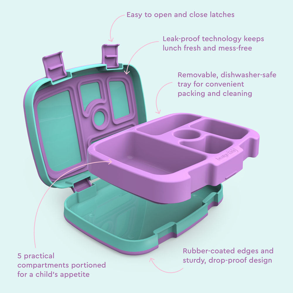 Bentgo® Kids Prints Lunch Box (2-Pack) - Mermaid Scales | Kids Lunch Box Features Include Easy To Open And Close Latches, Leak-Proof Technology Keeps Lunch Fresh And Mess-Free, And Rubber-Coated Edges And Sturdy, Drop-Proof Design