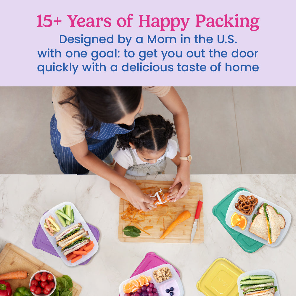 Bentgo® Easyboxes 4-Compartment Snack Containers 8-Piece Set - Brights | 15+ Years of Happy Packing - Designed by a Mom in the U.S. with one goal: to get you out the door quickly with a delicious taste of home