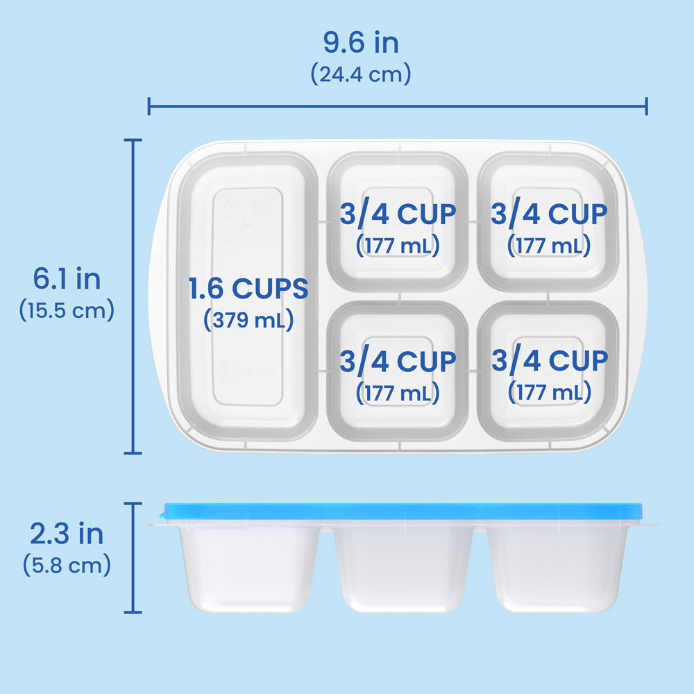 Bentgo Easyboxes 5-Compartment Food Containers 8-Piece Set - Classic | Dimensions